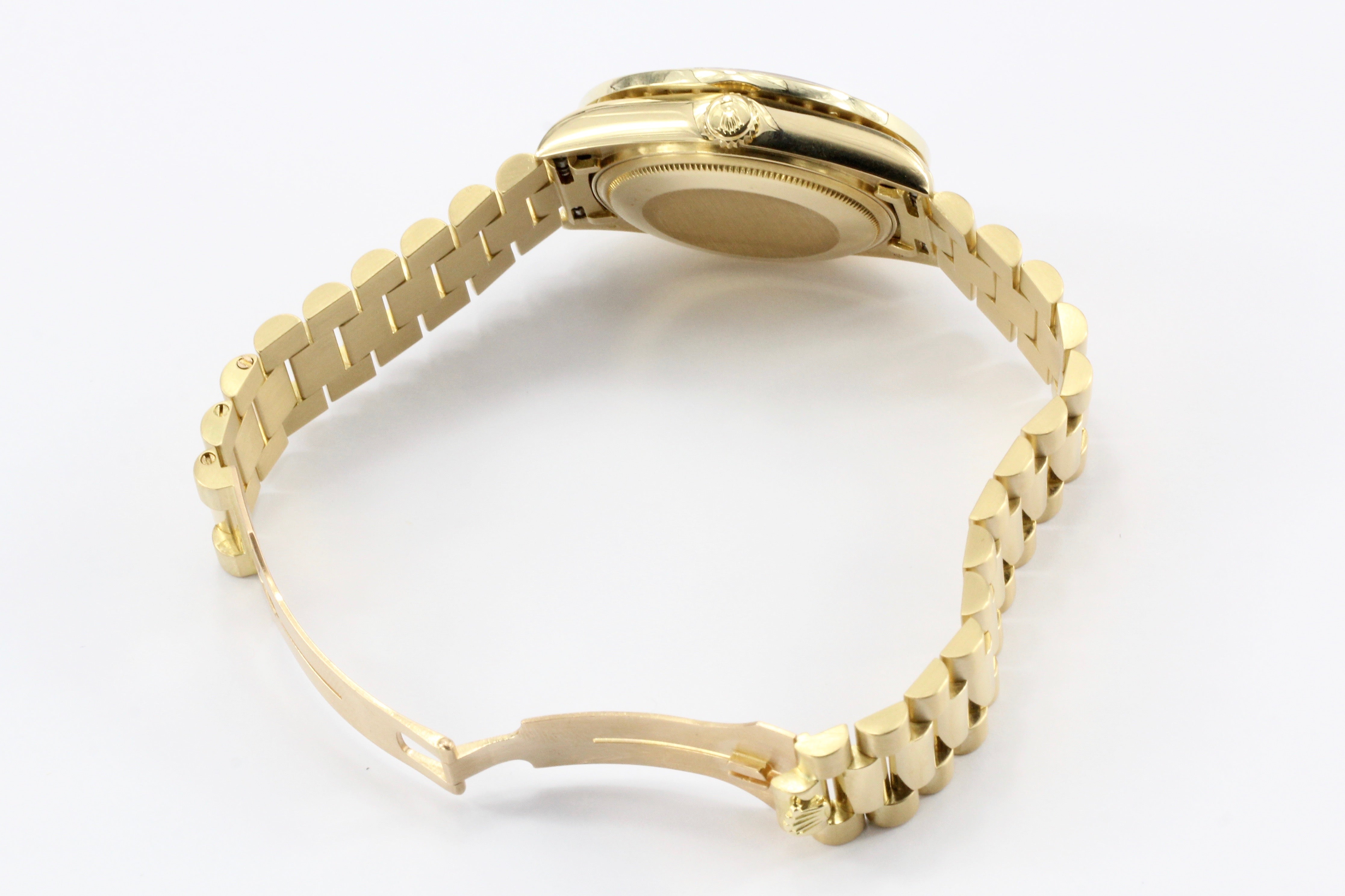 Rolex Oyster President Day-Date 18038 Diamond Bezel 18k Yellow Gold Men's Watch - Queen May