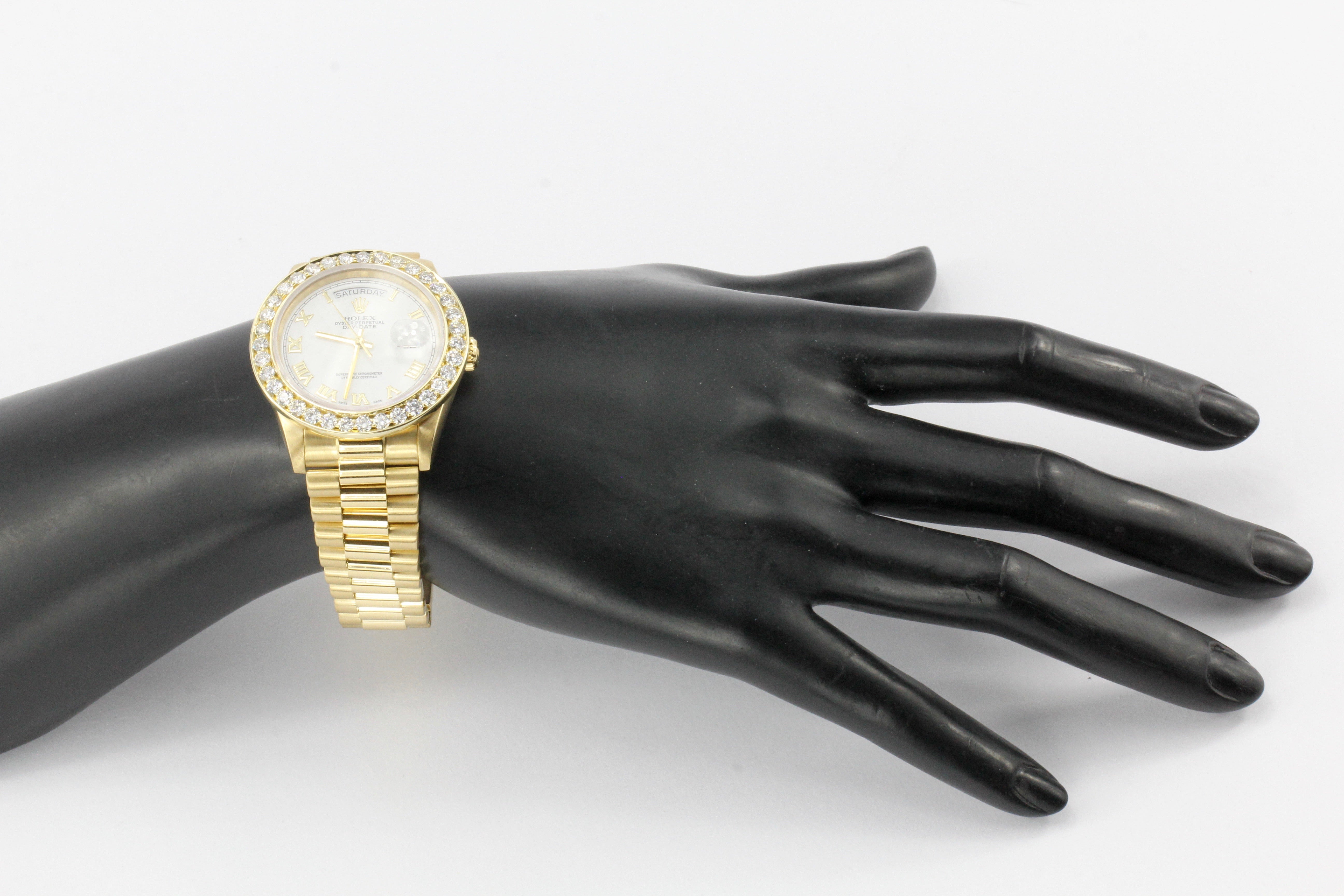 Rolex Oyster President Day-Date 18038 Diamond Bezel 18k Yellow Gold Men's Watch - Queen May