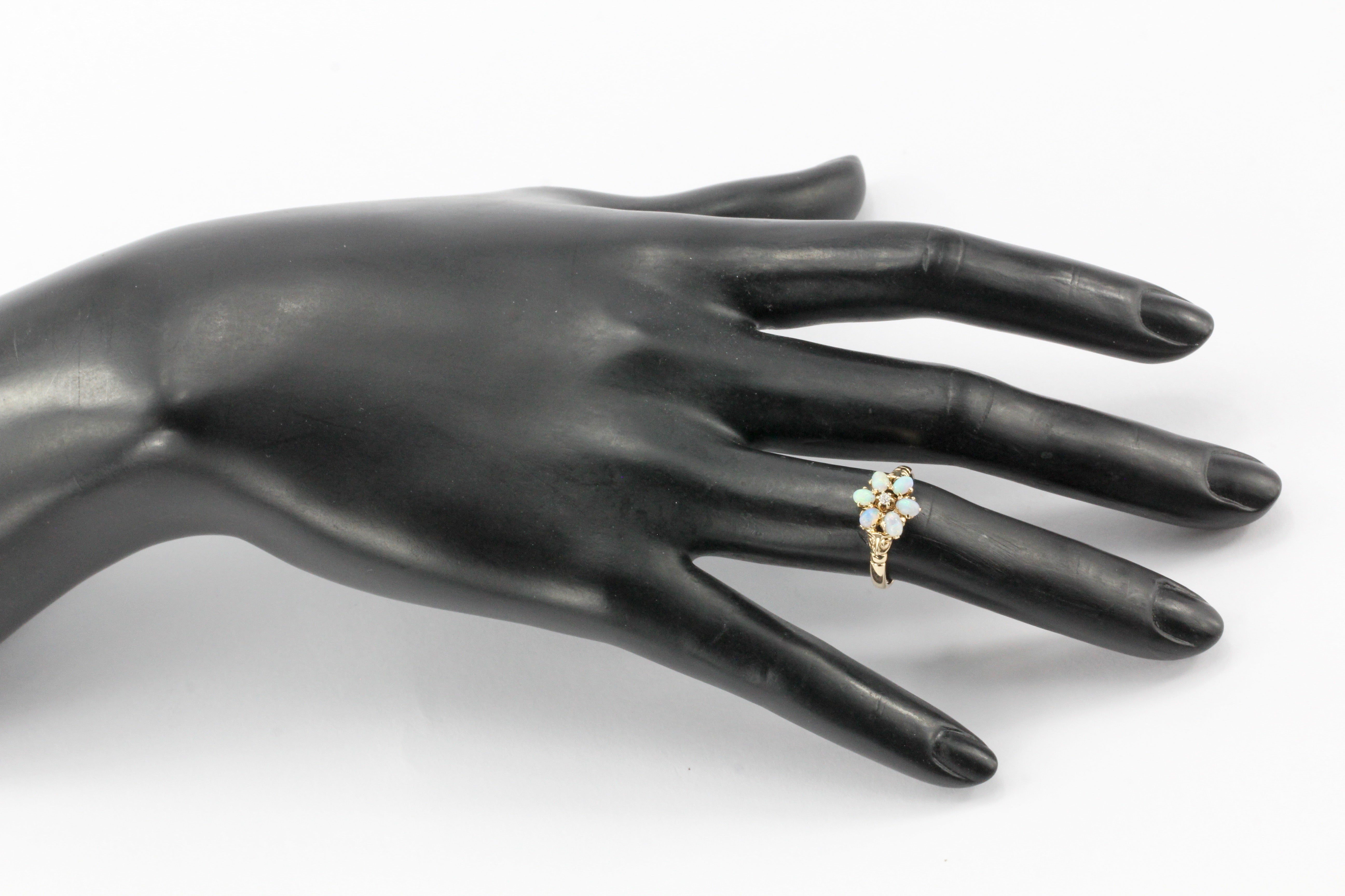 Victorian 10K Gold Opal & Diamond Ring c.1890's by M.B. Bryant & Co - Queen May