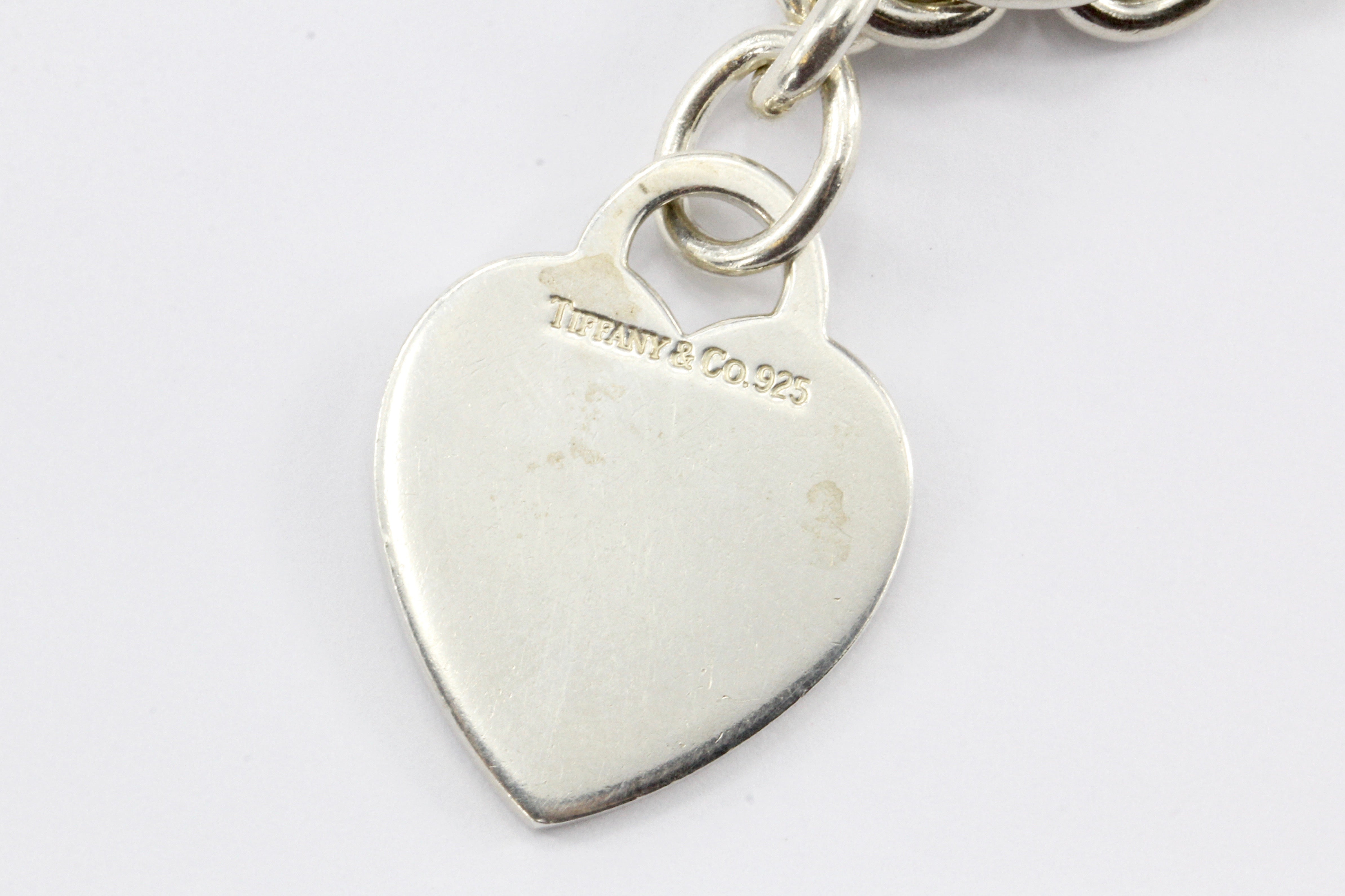 Tiffany & Co Sterling Silver Heart Tag Toggle Bracelet 7.5" - Queen May