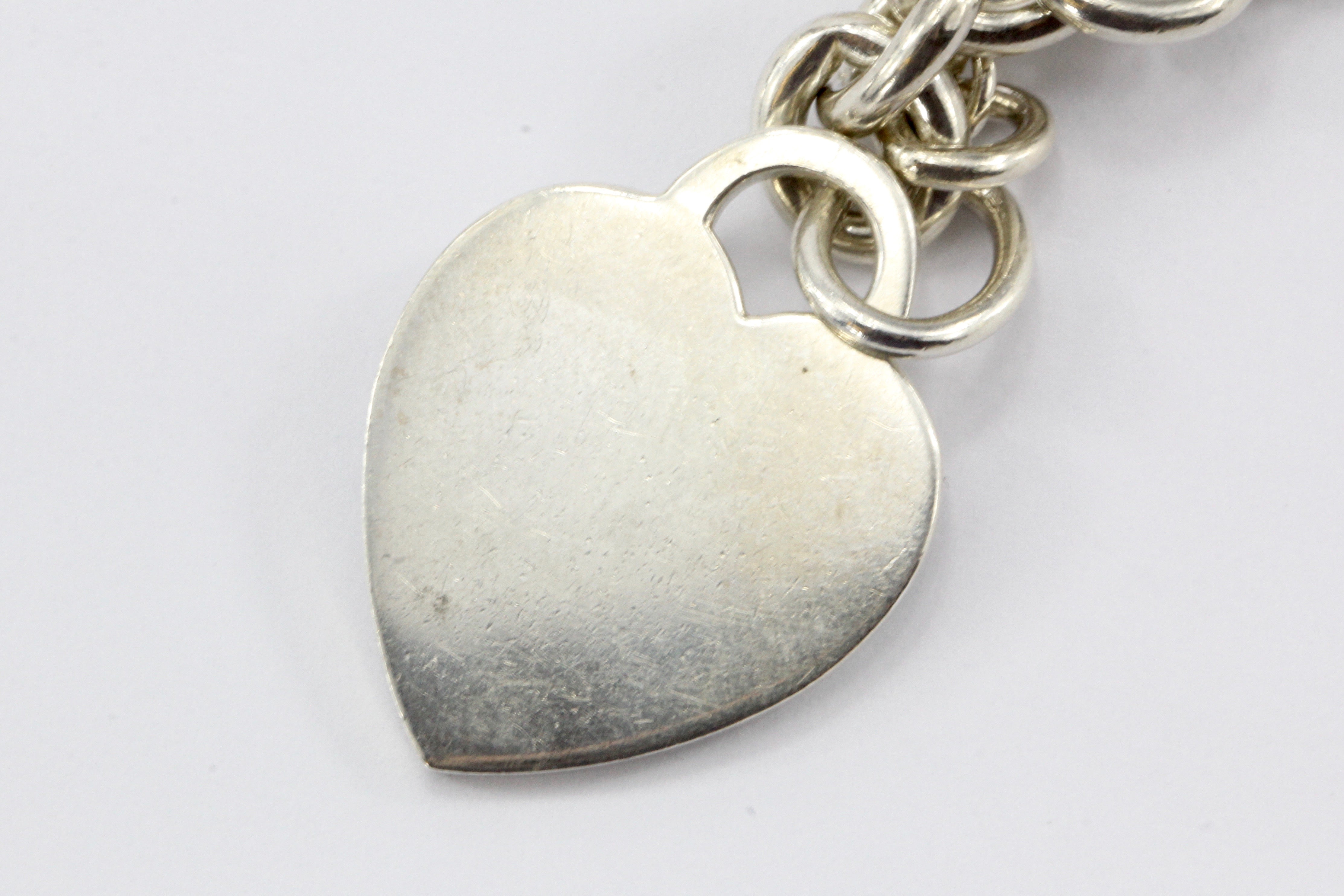 Tiffany & Co Sterling Silver Heart Tag Toggle Bracelet 7.5" - Queen May
