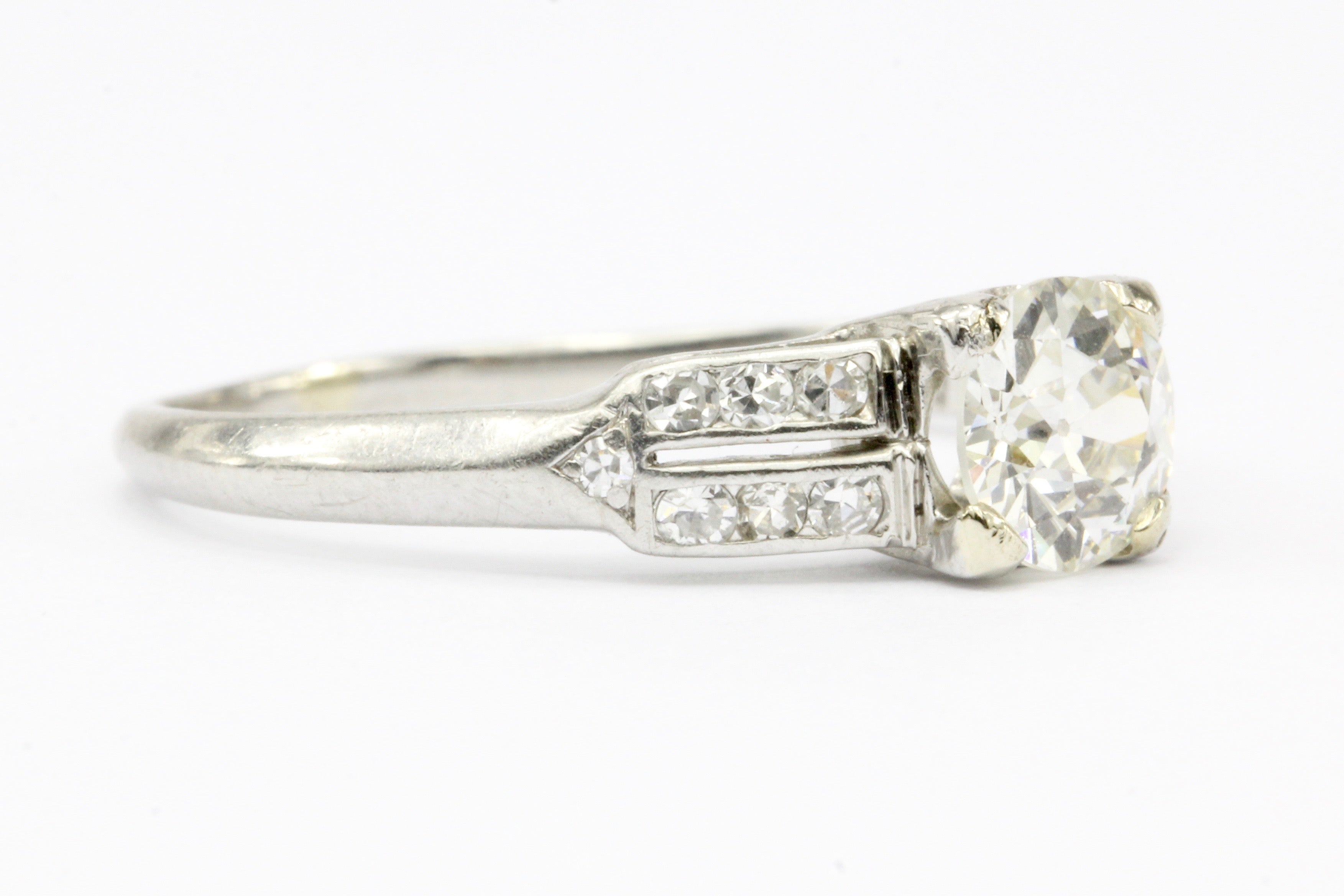 Art Deco C.D. Peacock Platinum Old European Cut Diamond Engagement Ring c.1930's - Queen May