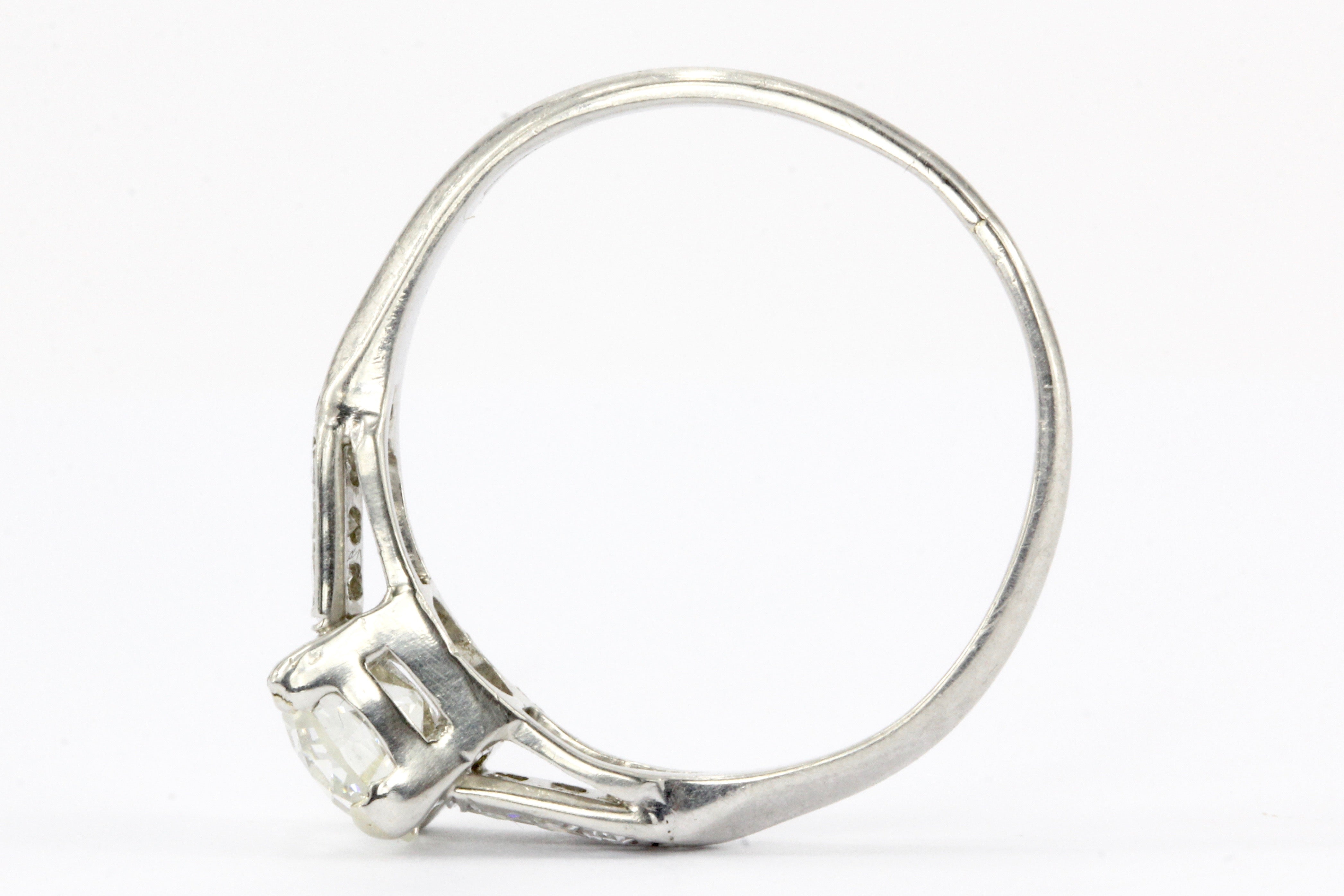 Art Deco C.D. Peacock Platinum Old European Cut Diamond Engagement Ring c.1930's - Queen May