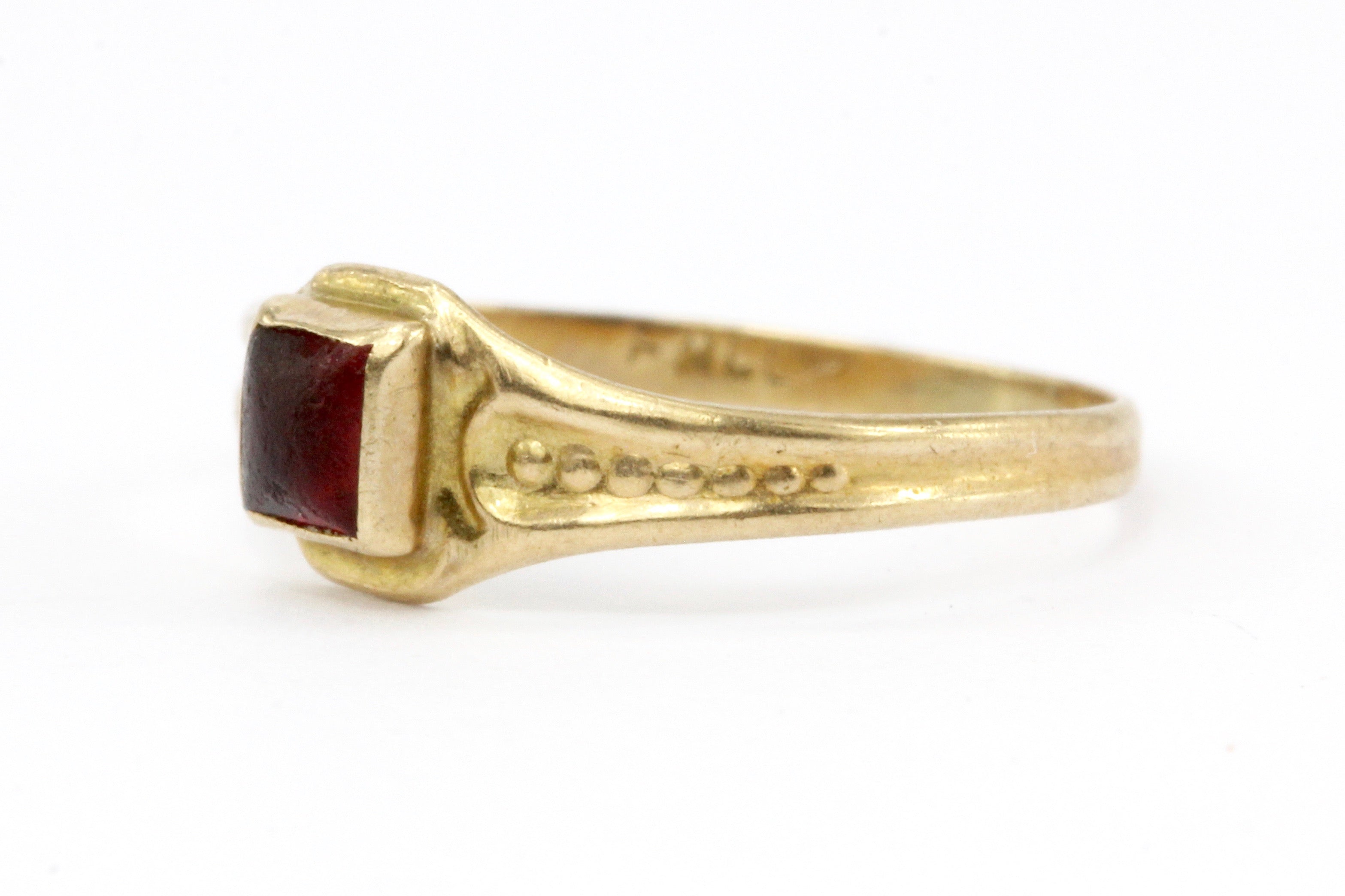Victorian 10K Gold Red Paste Baby Ring - Queen May