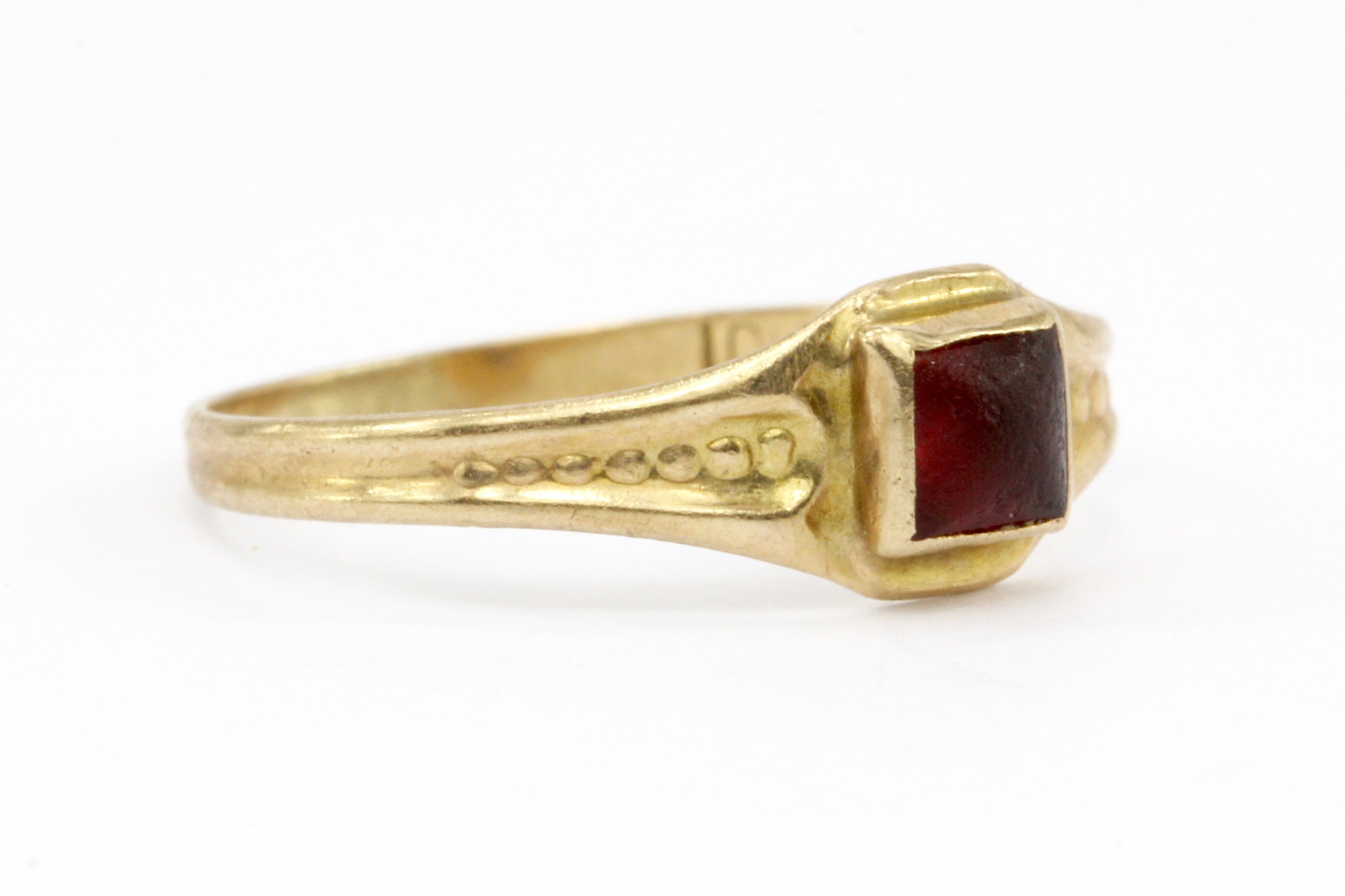 Victorian 10K Gold Red Paste Baby Ring - Queen May