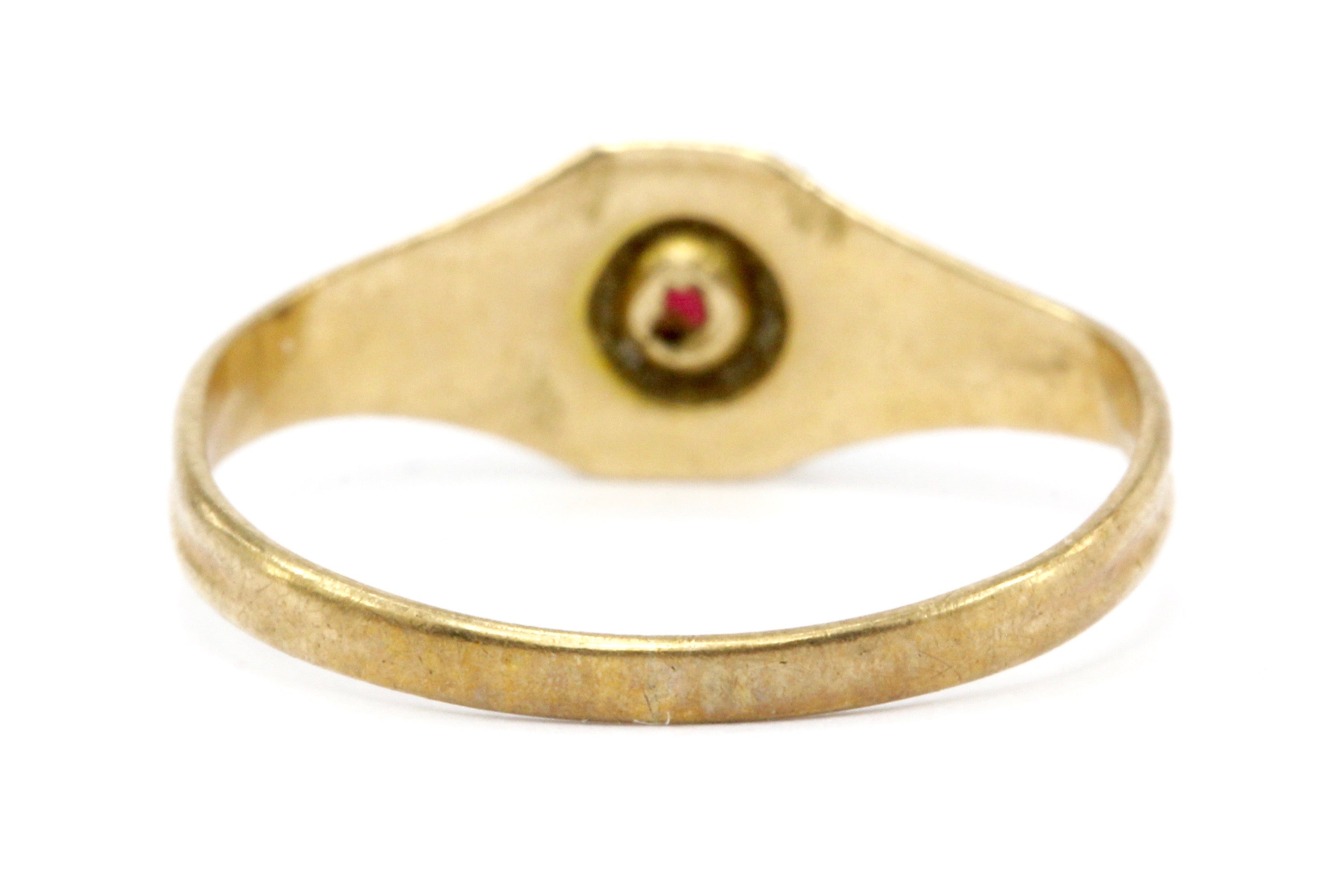 Victorian 10K Gold Red Paste Baby Ring - Queen May