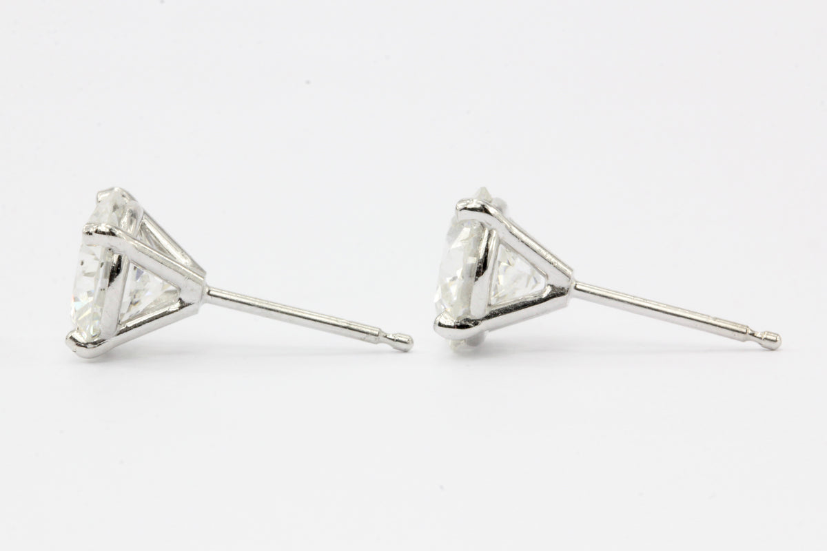 14K White Gold 2.6 CTW Diamond Stud Earrings NEW GIA Certified - Queen May