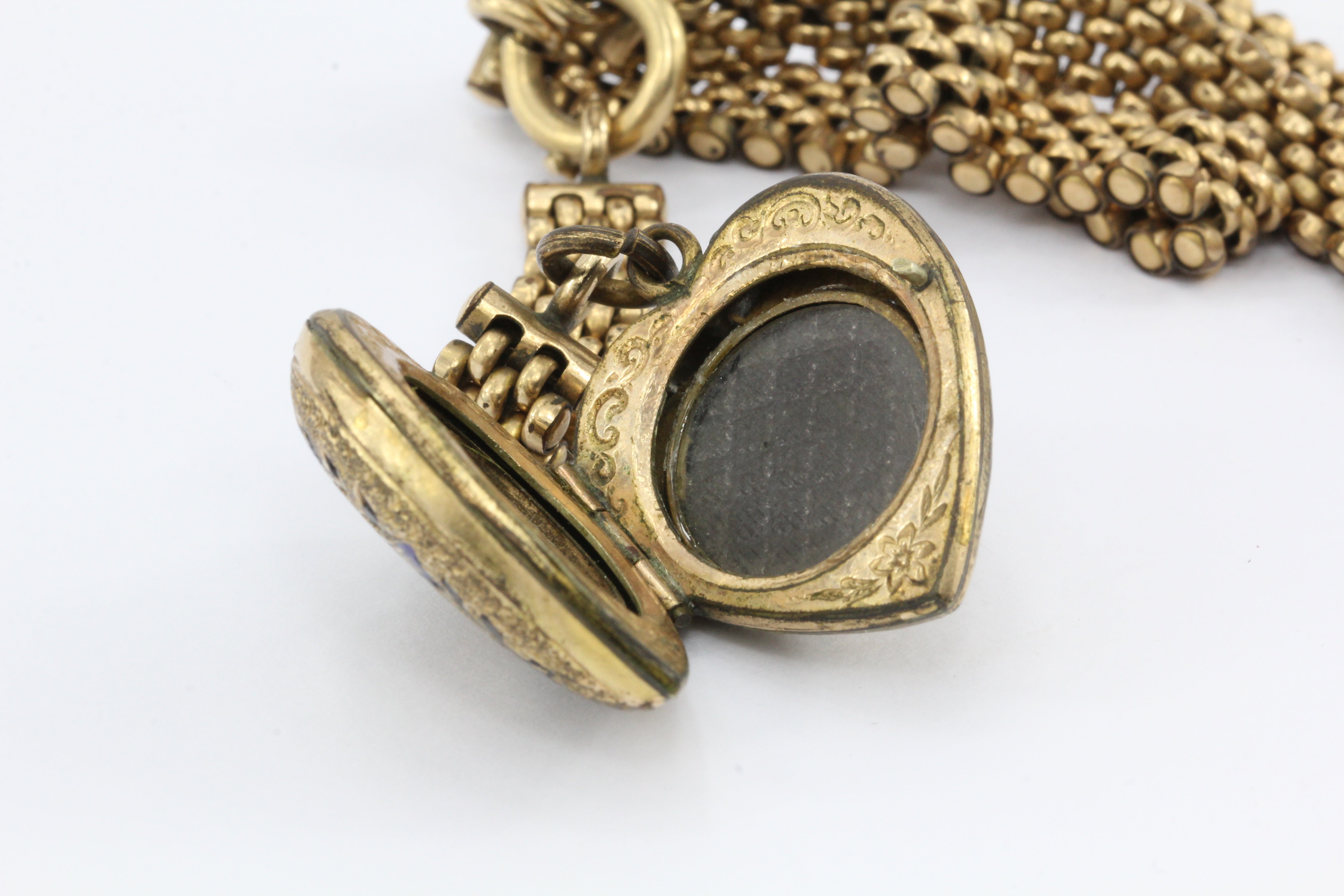 Victorian Gold Filled Dove Carrying Love Letter Heart Locket Necklace c.1880's - Queen May