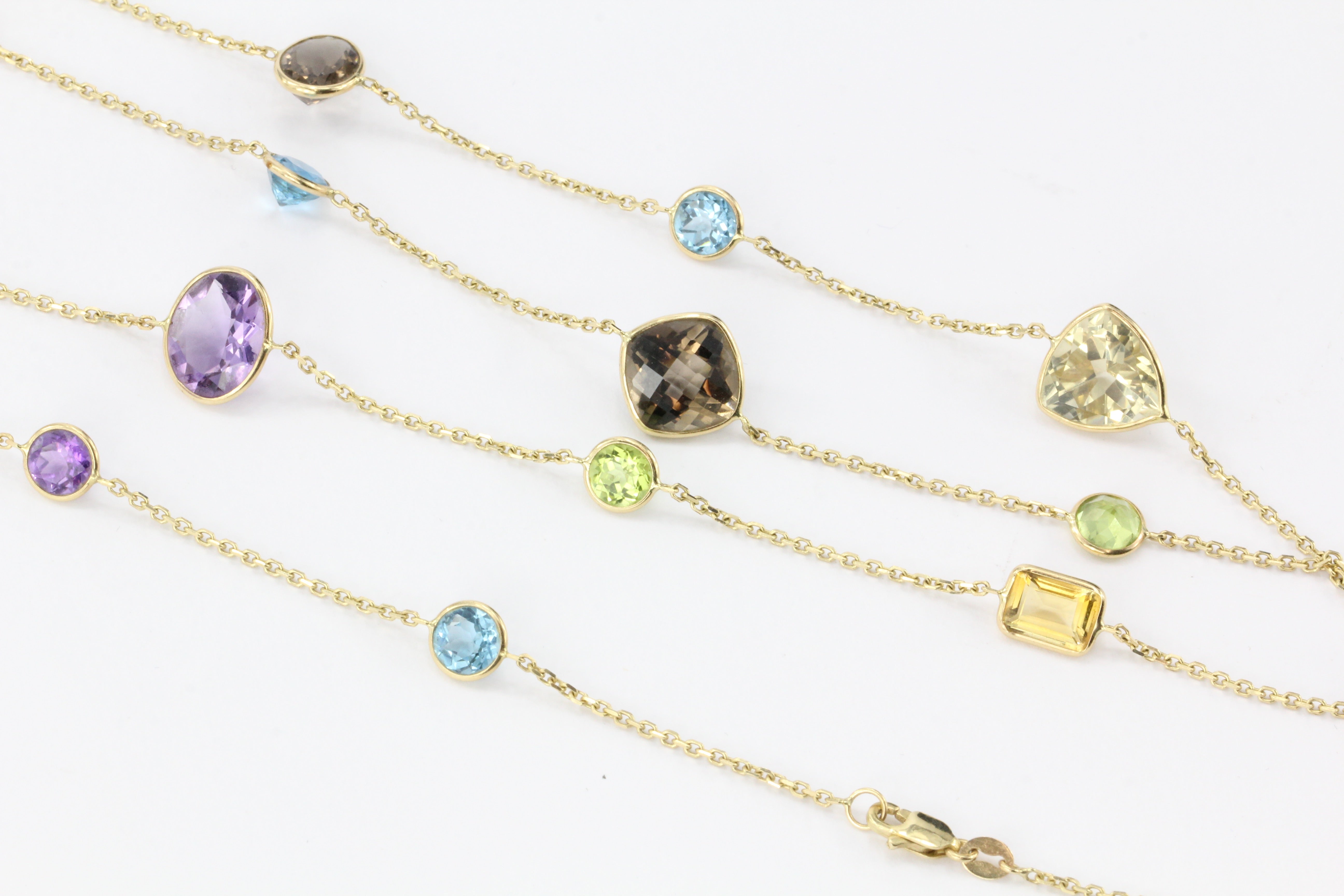 14K Gold Gemstone Station 36" Long Necklace - Queen May