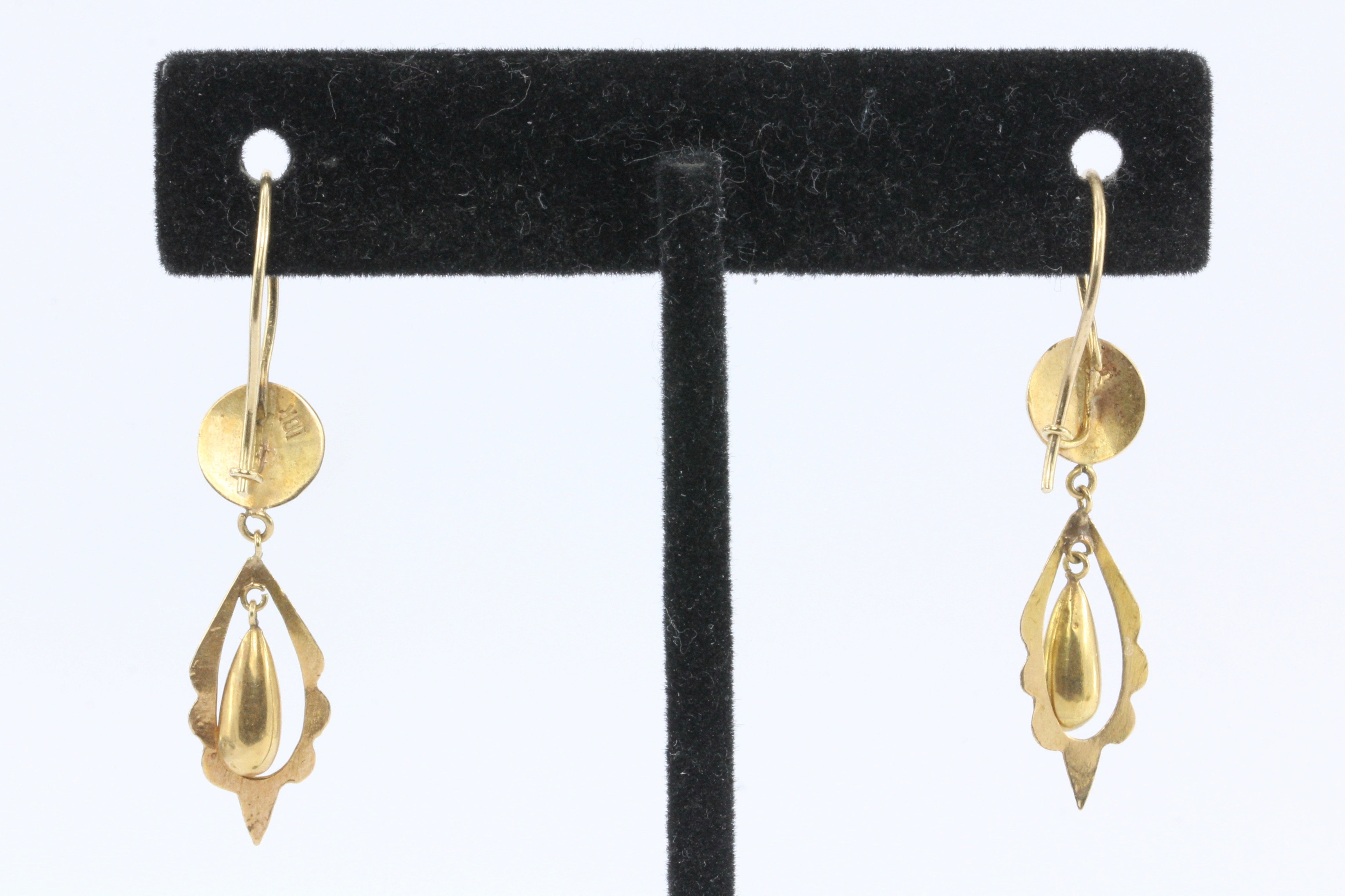 Victorian 18K Rose Gold Dangle Earrings c.1890's - Queen May