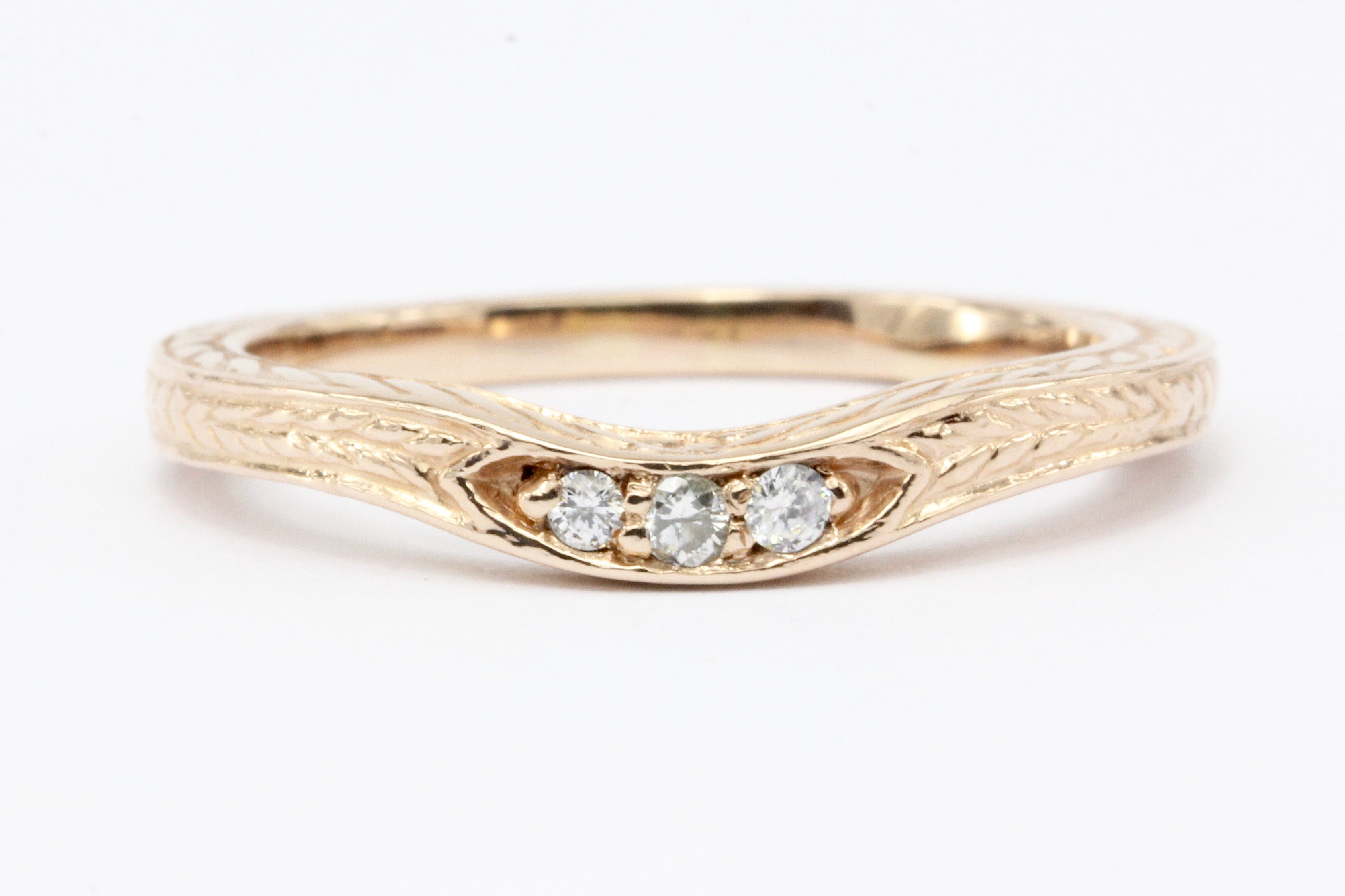 14K Rose Gold Diamond Curved Band Ring Jacket - Queen May