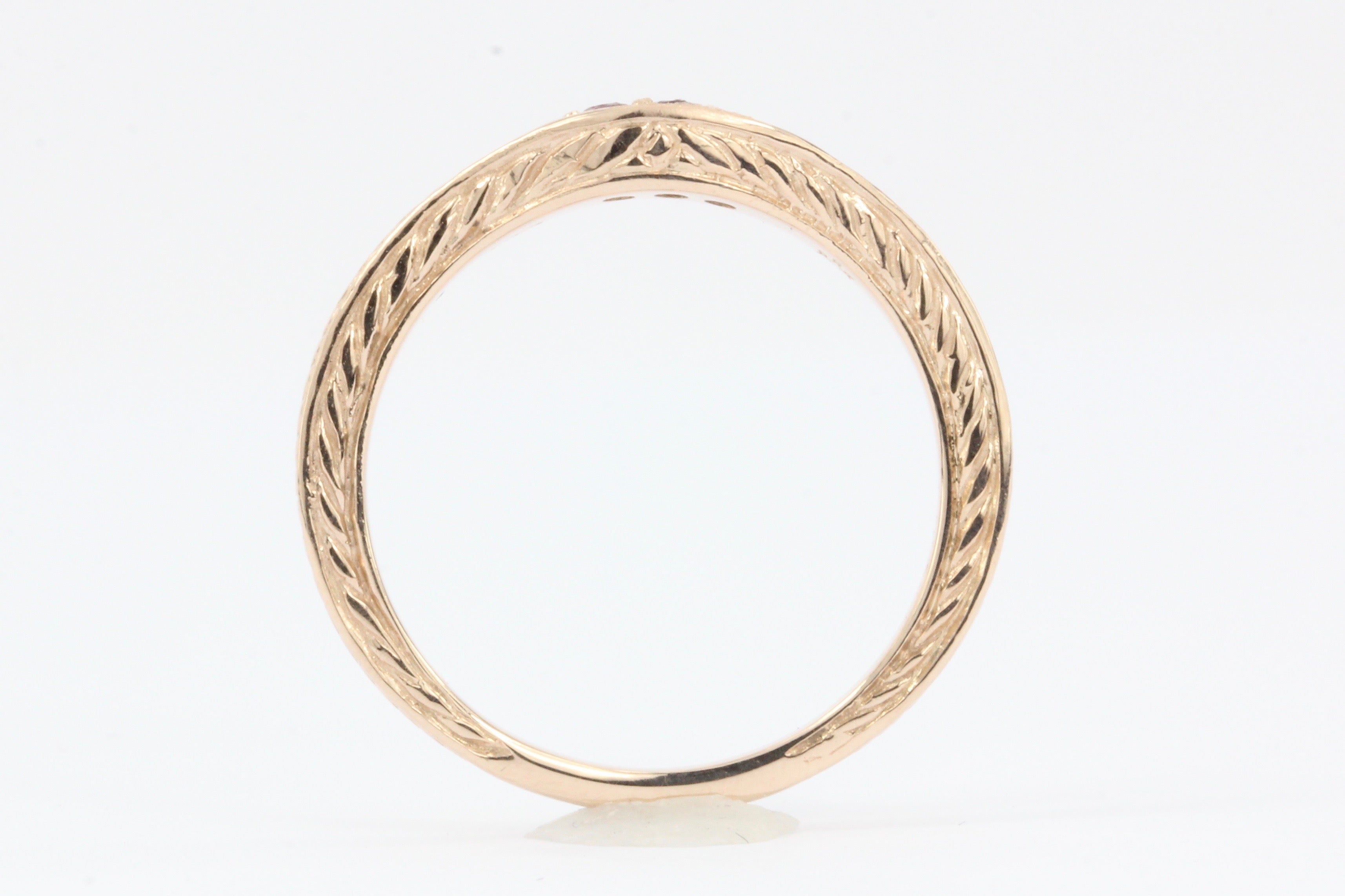 14K ROSE GOLD RUBY CURVED BAND RING - Queen May