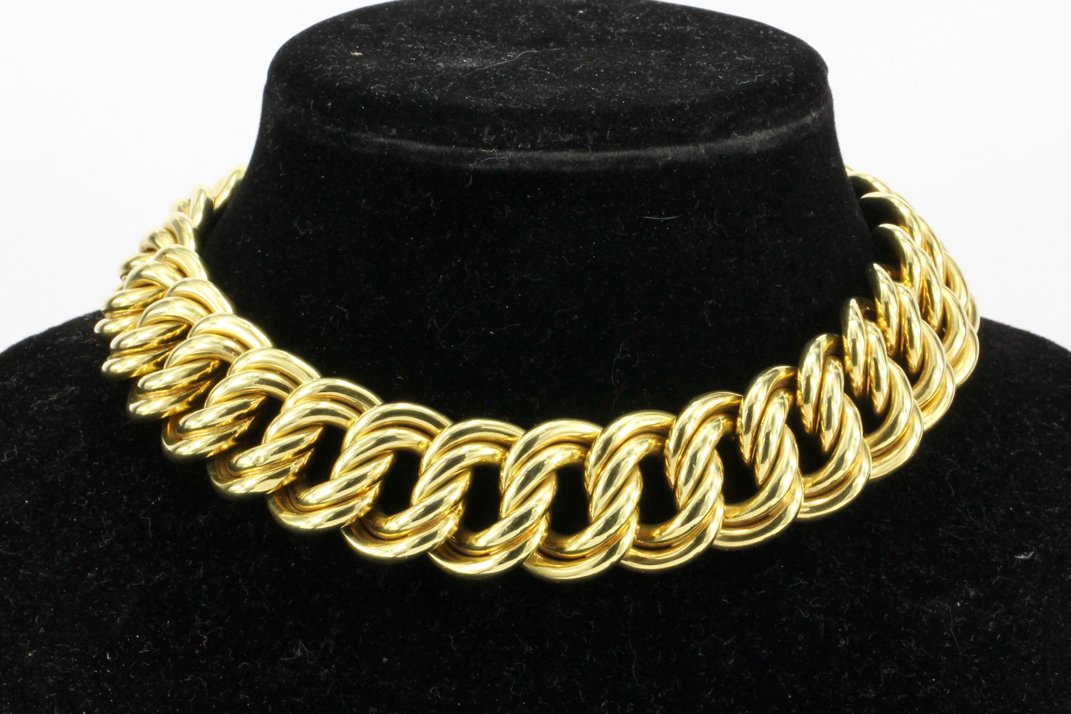 Retro 18K Gold Chunky Italian Link Necklace c.1980's - Queen May