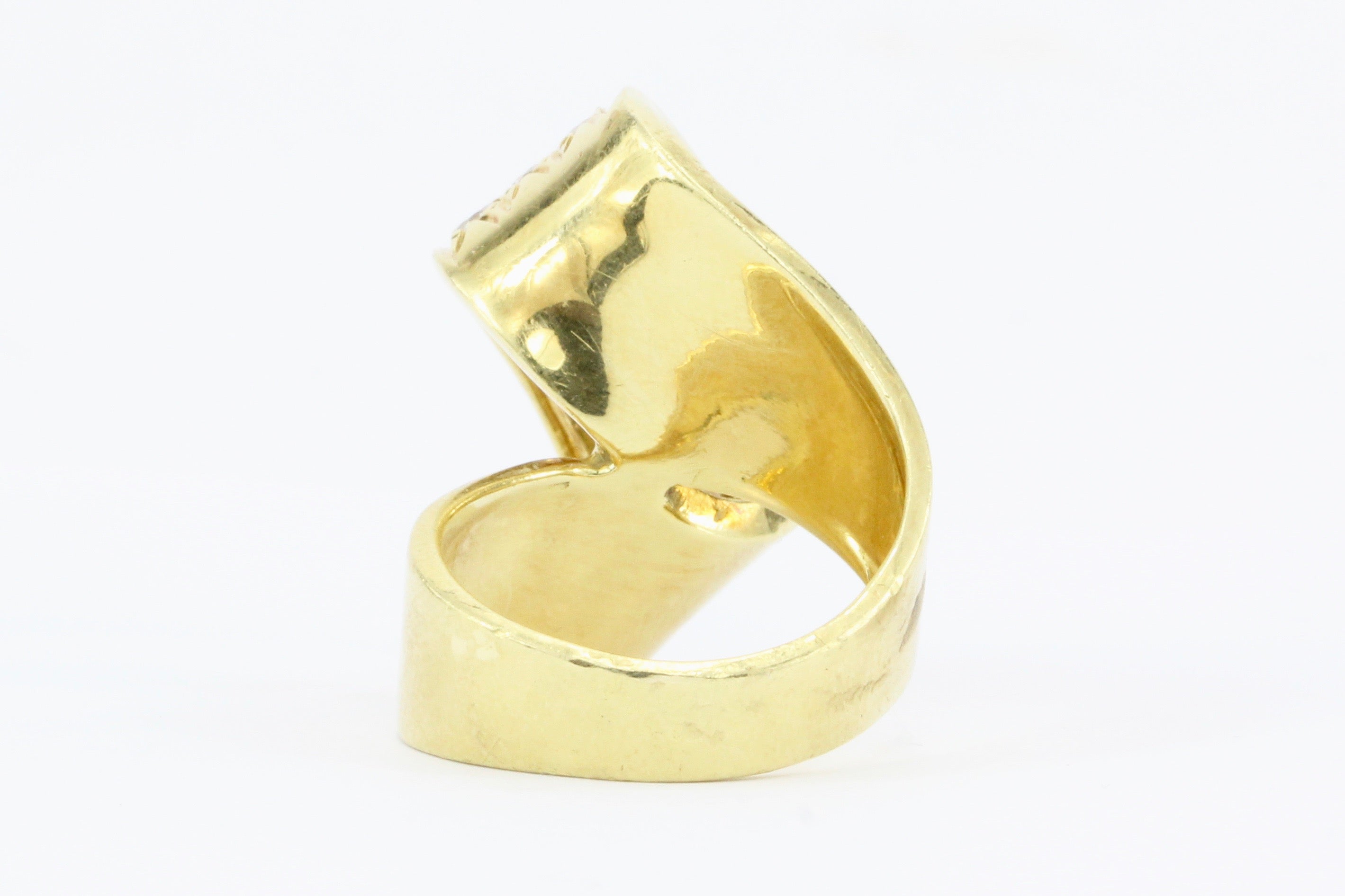 Modernist 18K Gold Diamond Ribbon Loop Ring c.1970's - Queen May