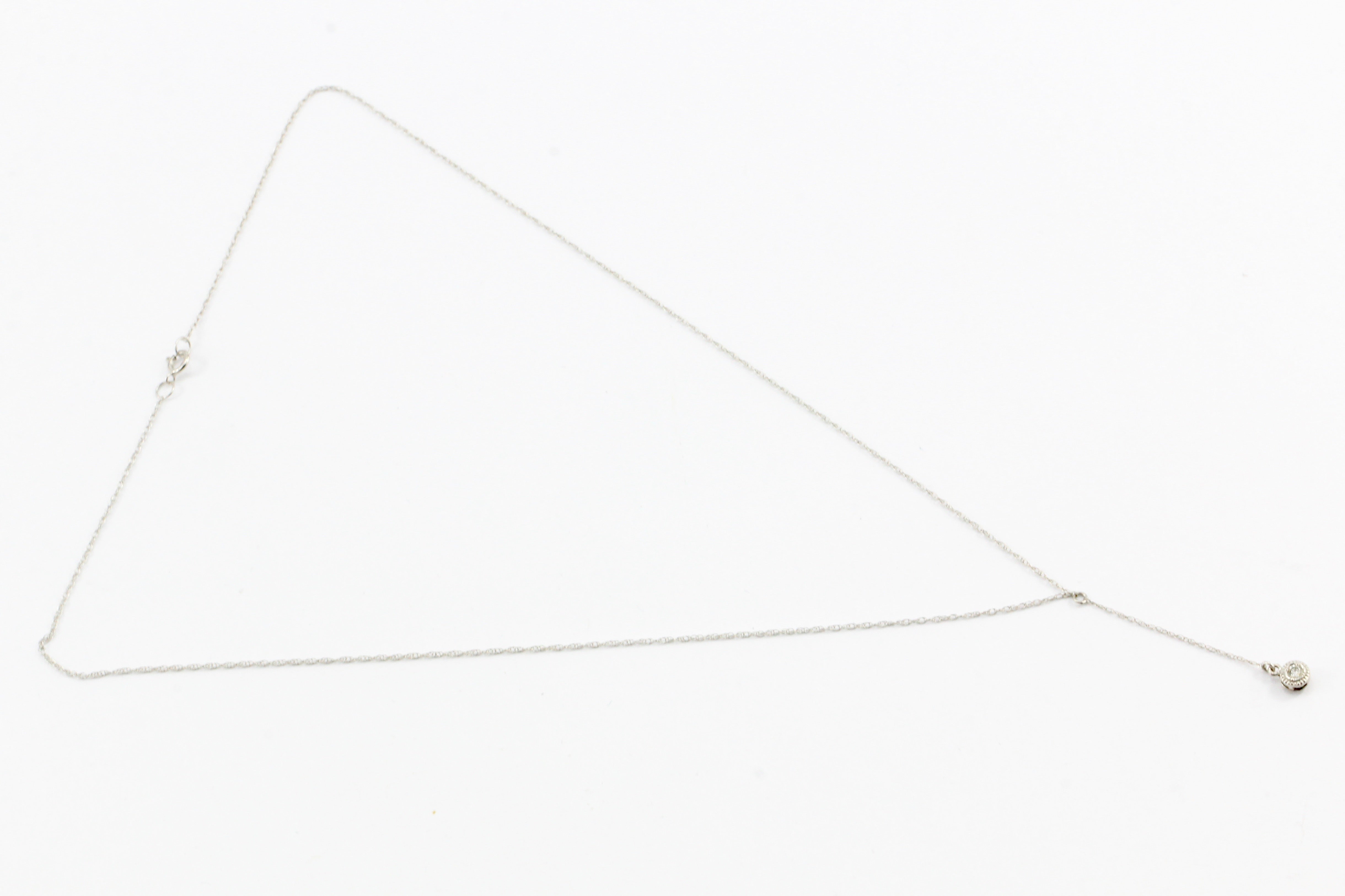 14K White Gold Diamond Pendant Necklace - Queen May