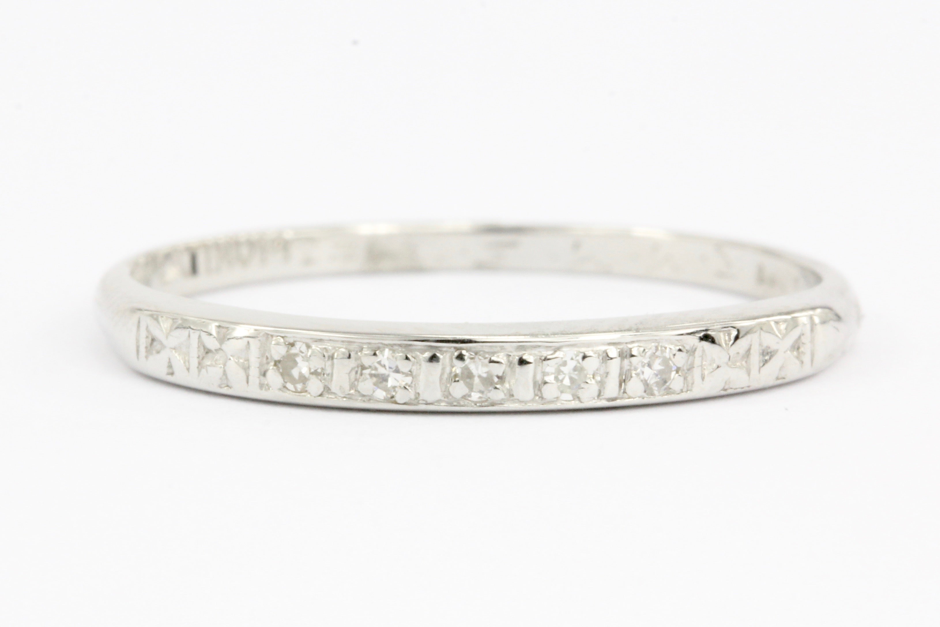 Art Deco Platinum Diamond Wedding Ring by Bristol Ring Co c.1943 - Queen May