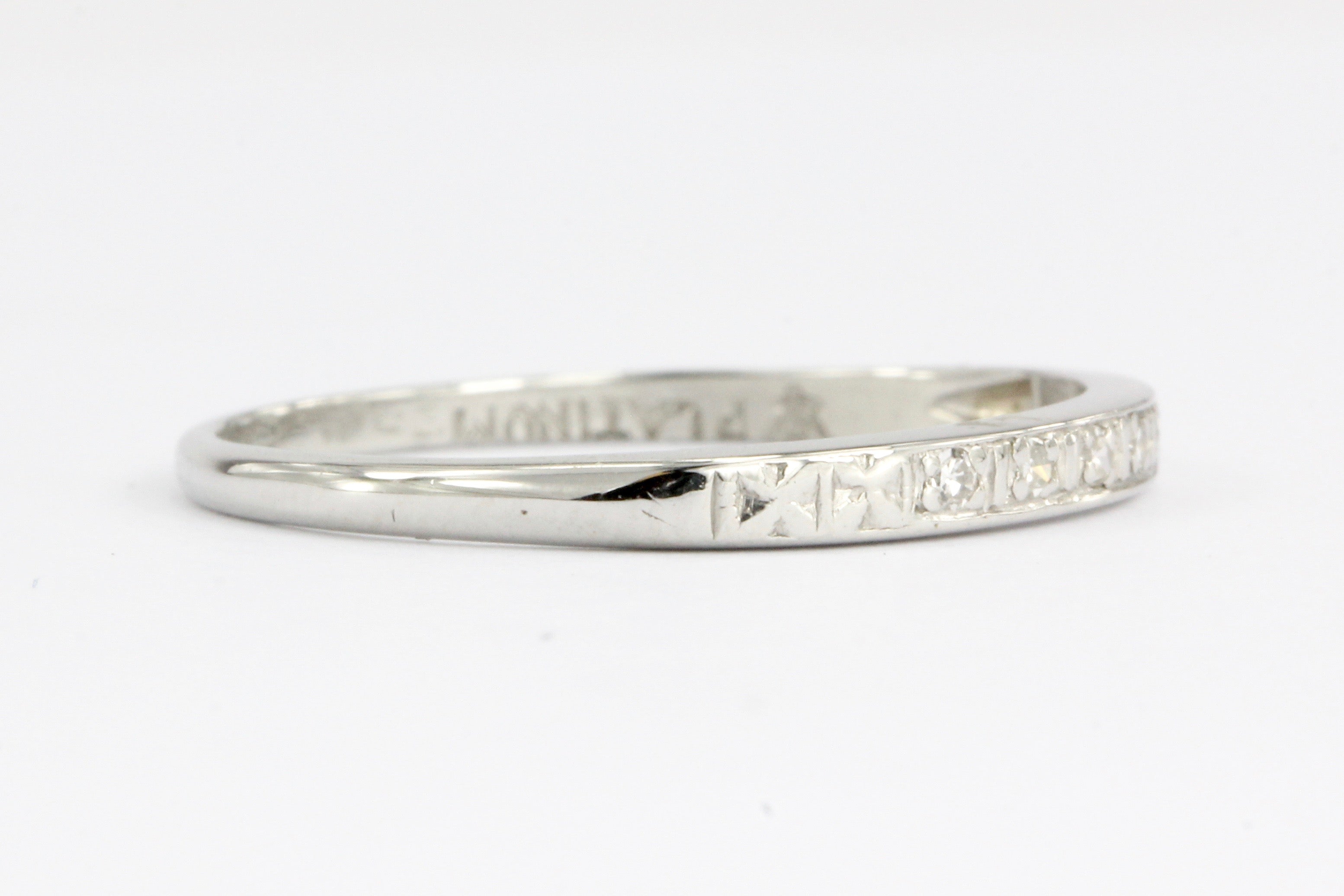 Art Deco Platinum Diamond Wedding Ring by Bristol Ring Co c.1943 - Queen May