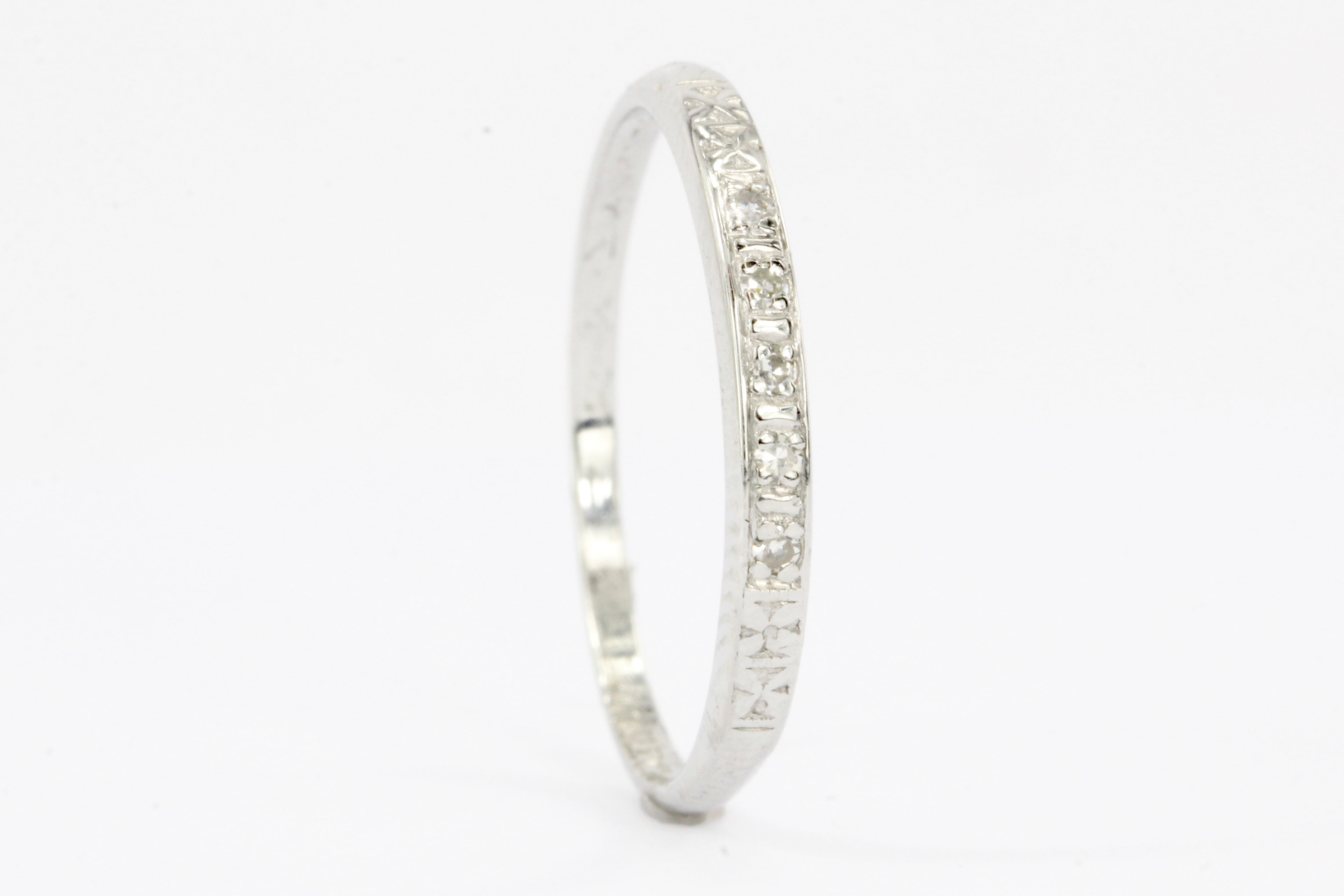 Art Deco Platinum Diamond Wedding Ring by Bristol Ring Co c.1943 - Queen May