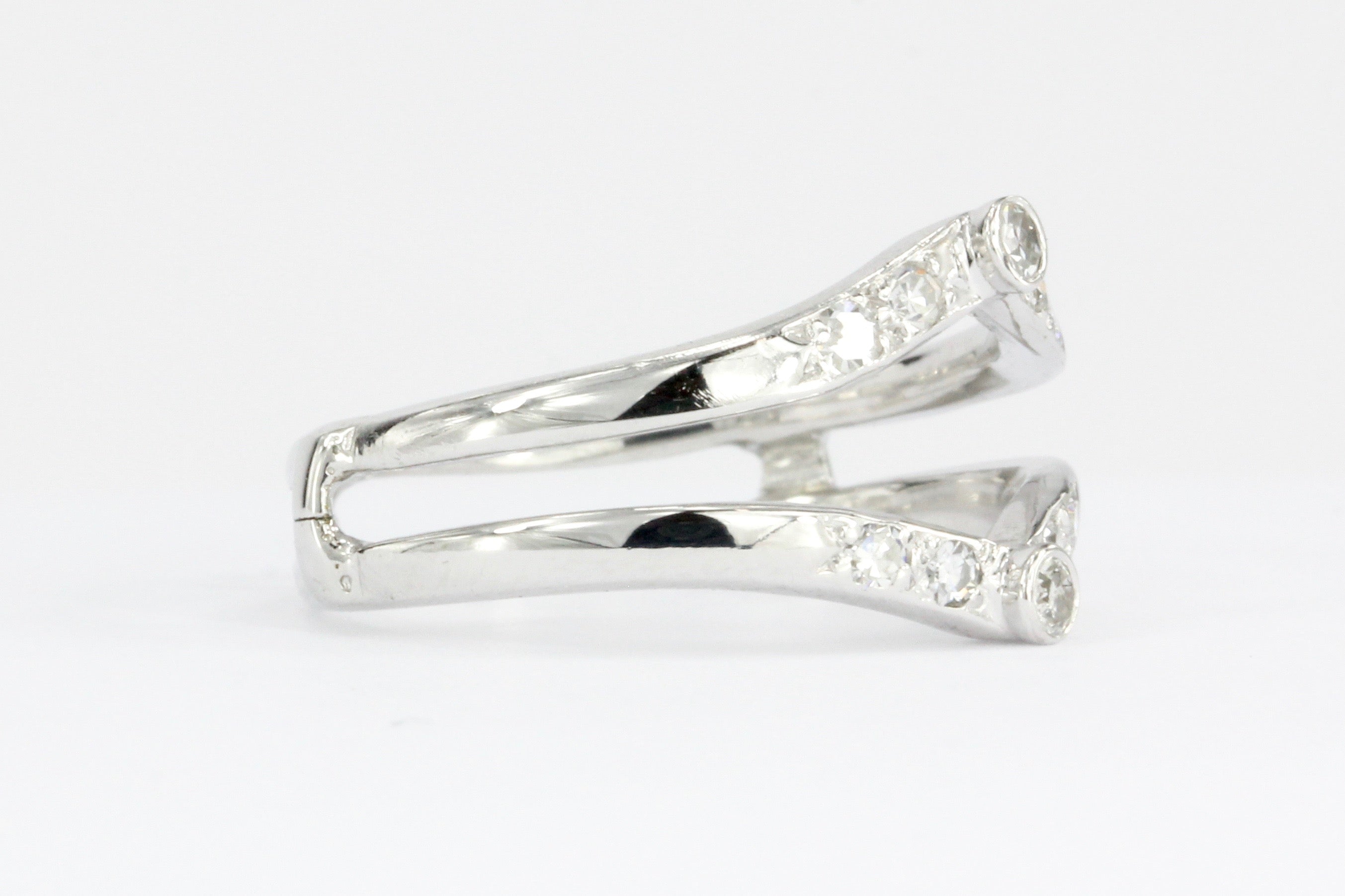 14k White Gold Single Cut Diamond Jacket Ring - Queen May