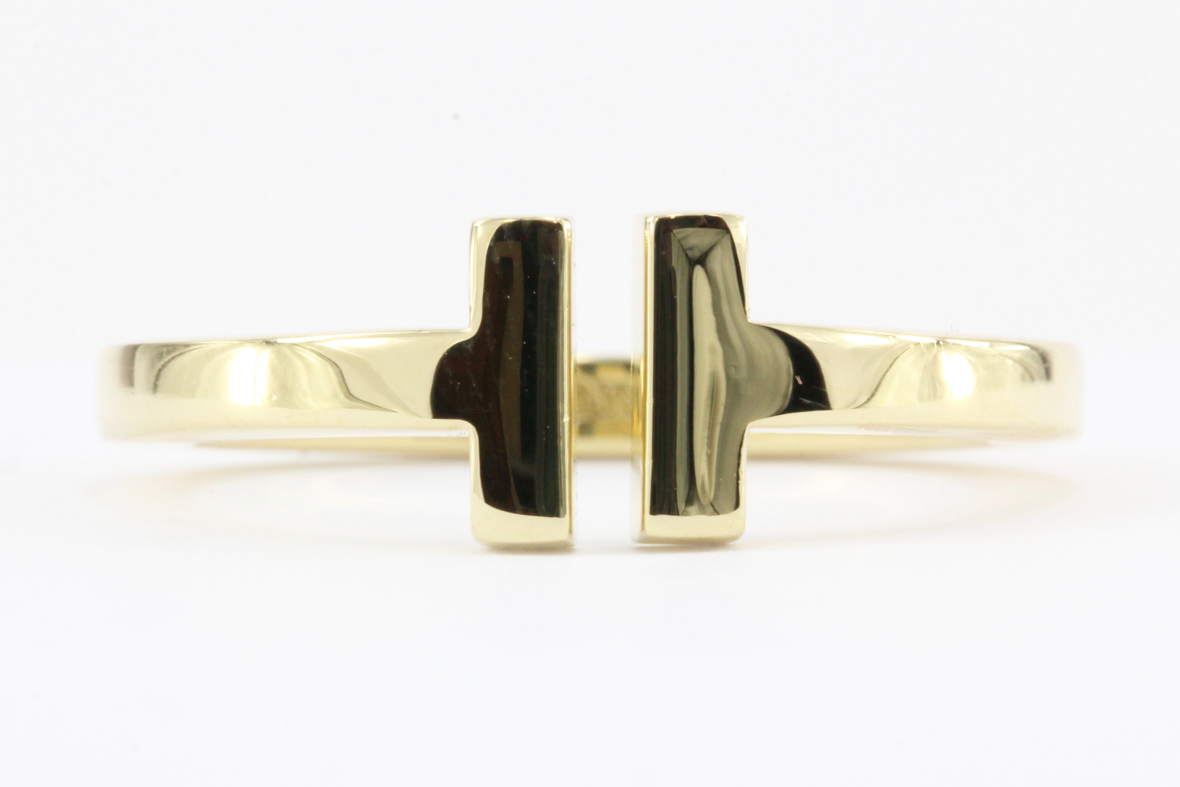 Tiffany & Co 18K Gold T Square Ring Size 8.5 - Queen May