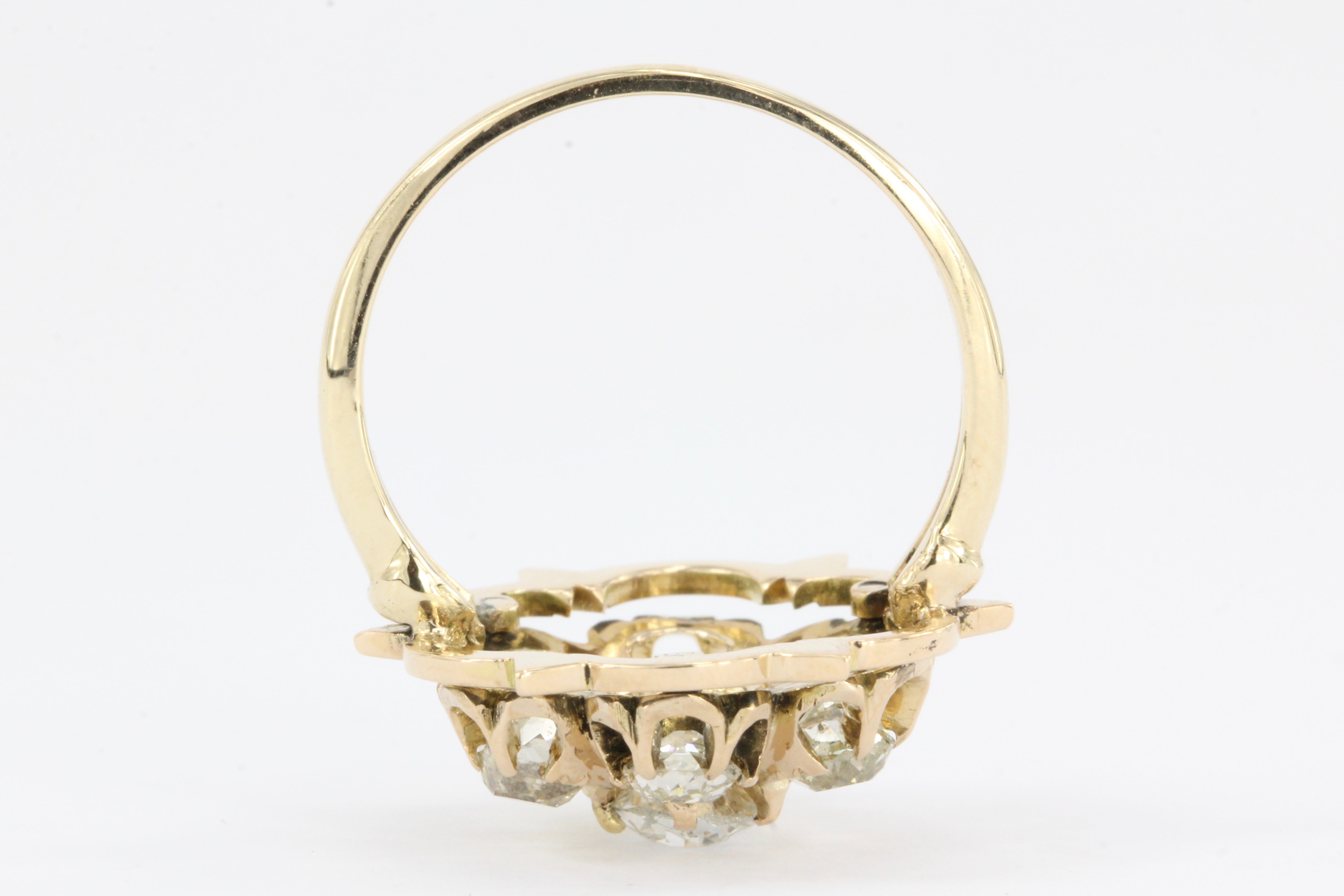 Victorian 14K Gold Black Enamel Old European & Old Mine Diamond Starburst Ring - Queen May