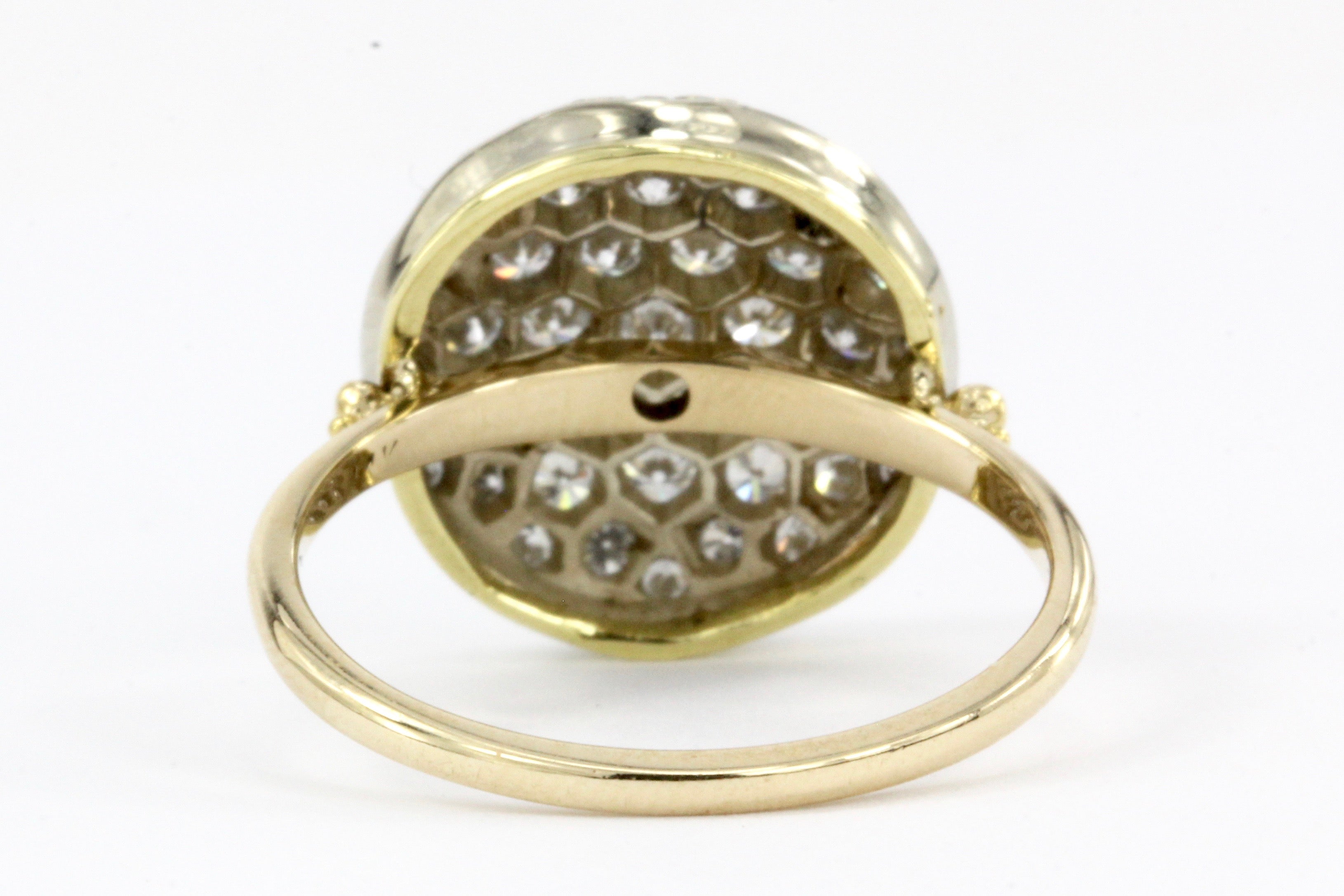 14K Gold Pave Set Diamond Button Ring 1/2 CTW - Queen May