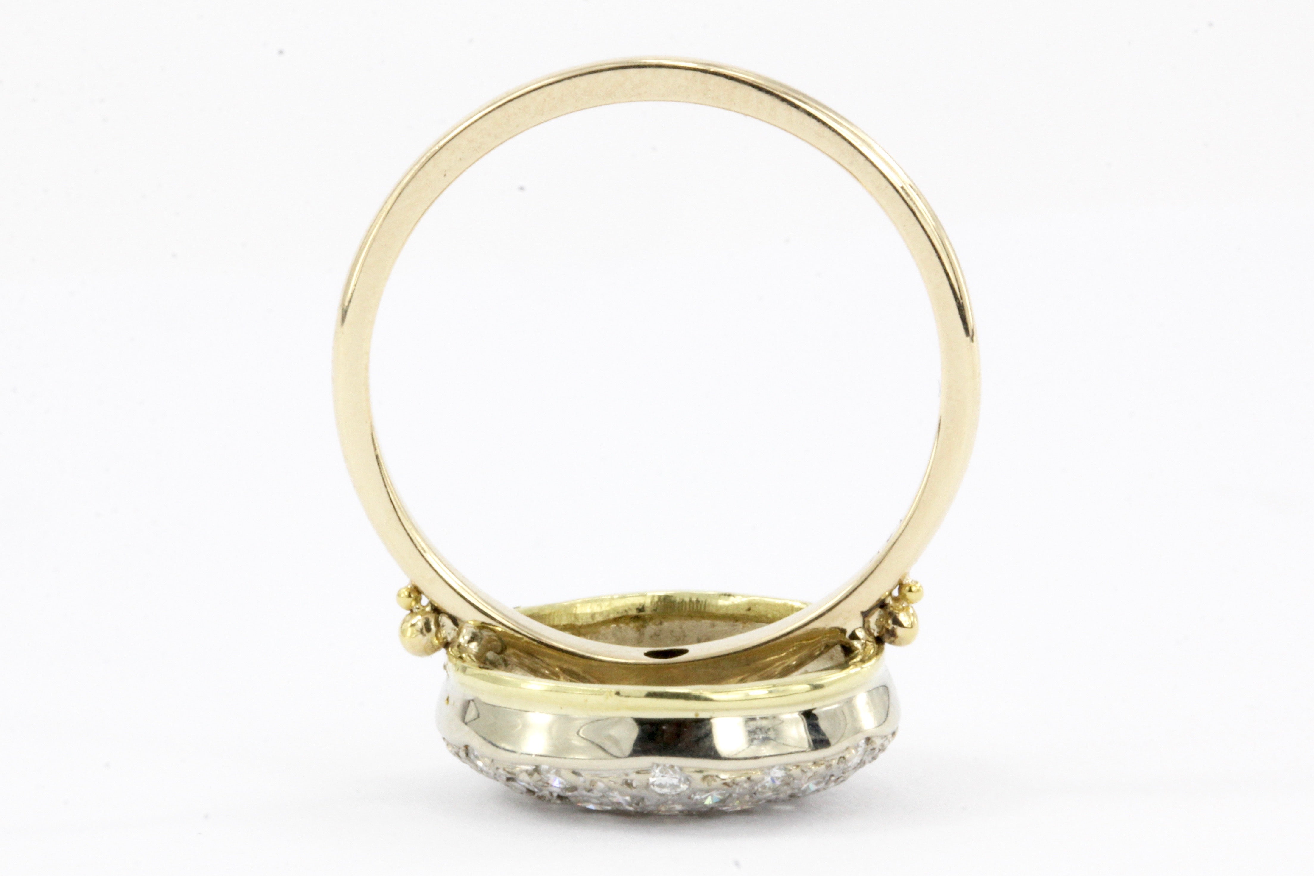 14K Gold Pave Set Diamond Button Ring 1/2 CTW - Queen May