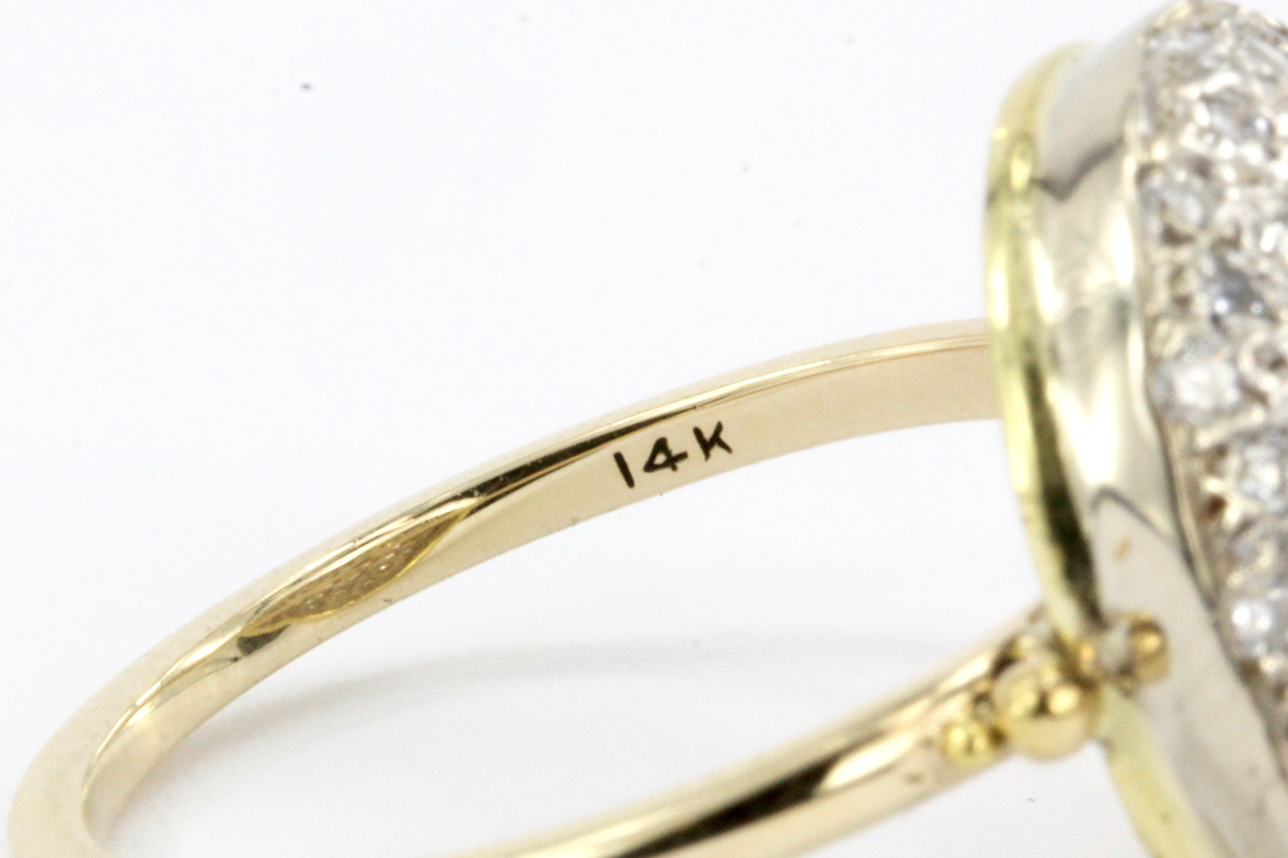 14K Gold Pave Set Diamond Button Ring 1/2 CTW - Queen May