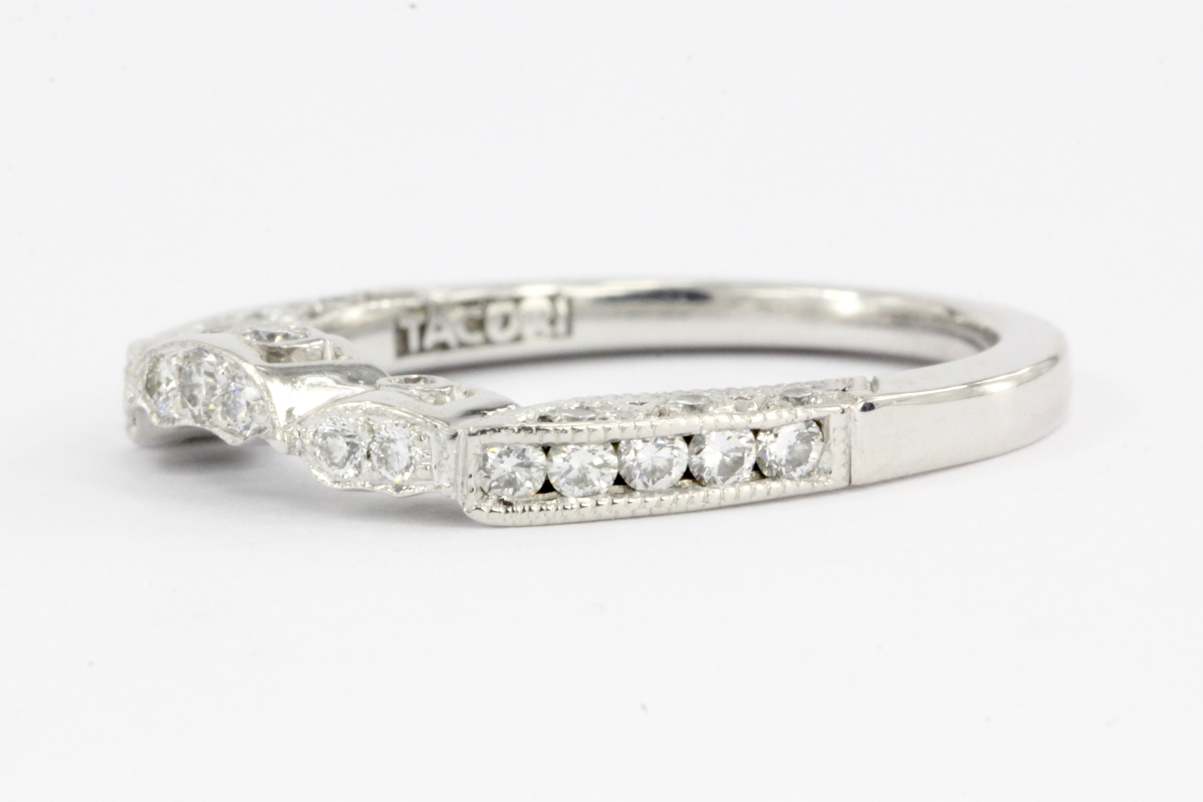 Tacori 18K White Gold Diamond Jacket Ring Size 5.75 - Queen May