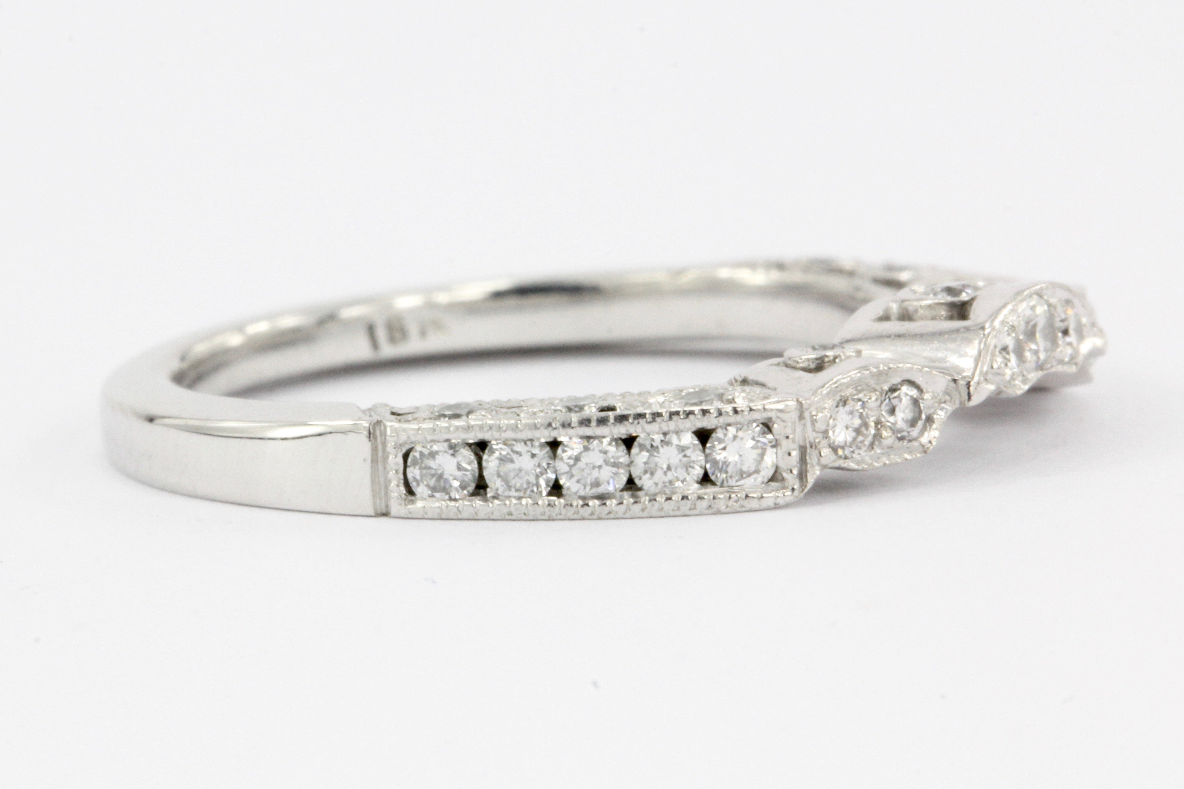 Tacori 18K White Gold Diamond Jacket Ring Size 5.75 - Queen May