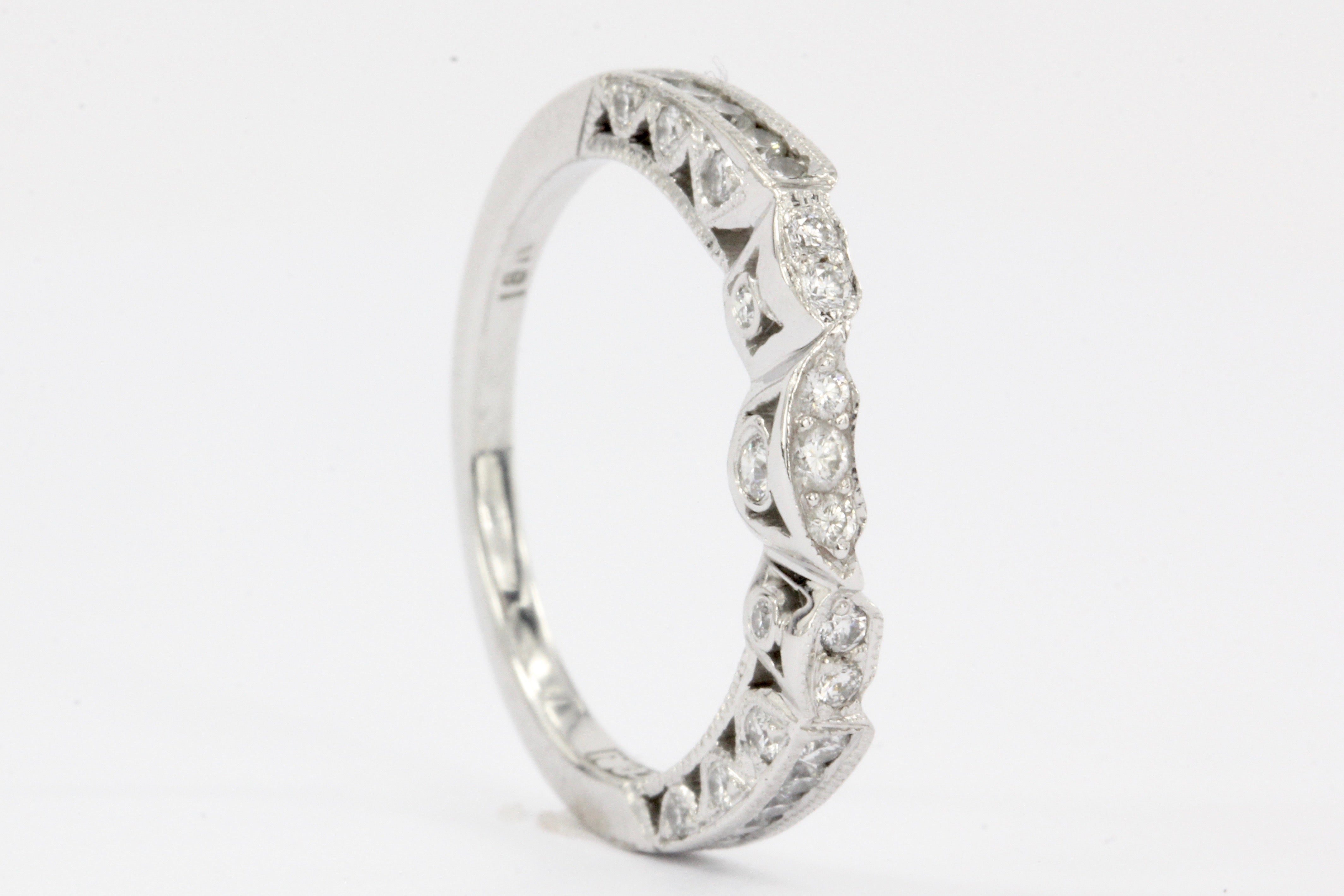 Tacori 18K White Gold Diamond Jacket Ring Size 5.75 - Queen May