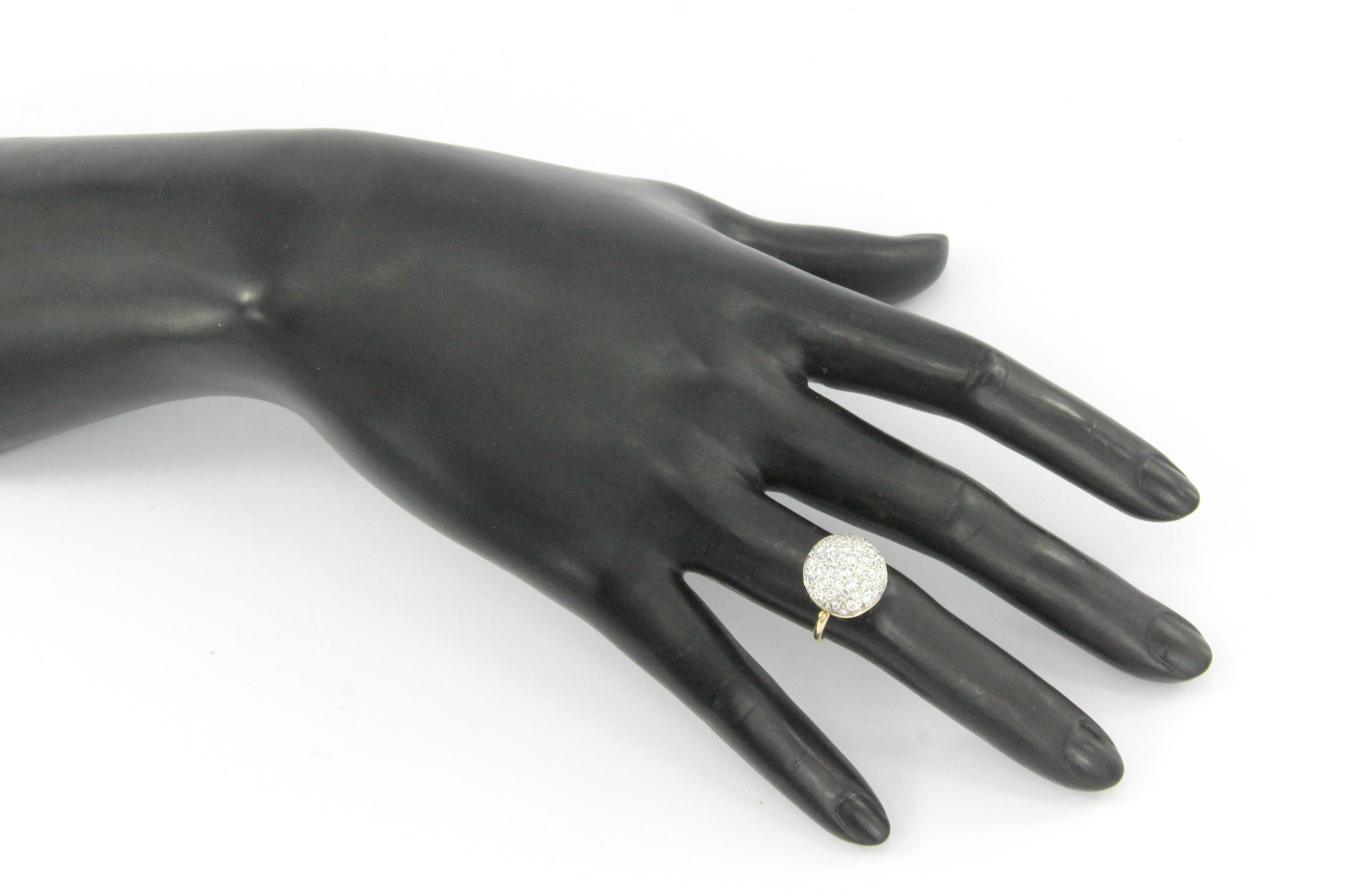 14K Gold Pave Set Diamond Button Ring 1/2 CTW - Queen May