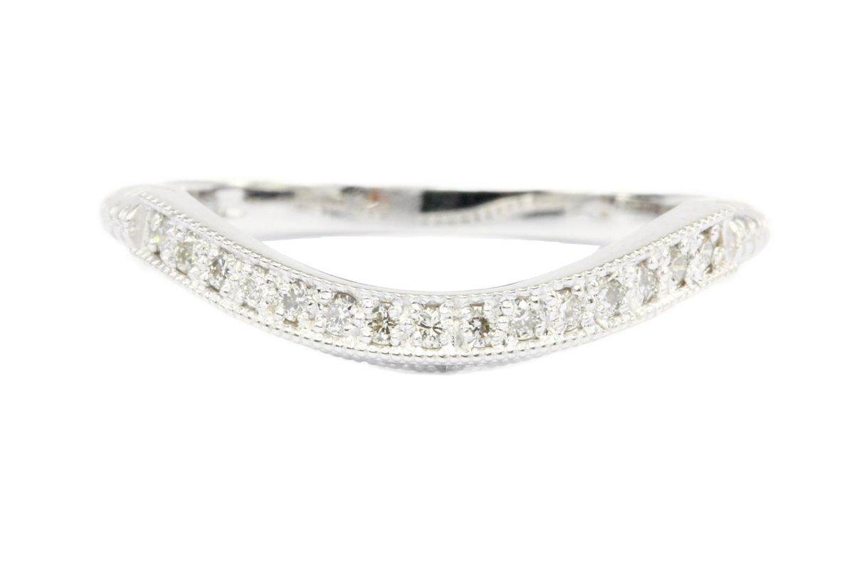 14K White Gold Half Eternity Diamond Band Ring Jacket Size 6.5 - Queen May