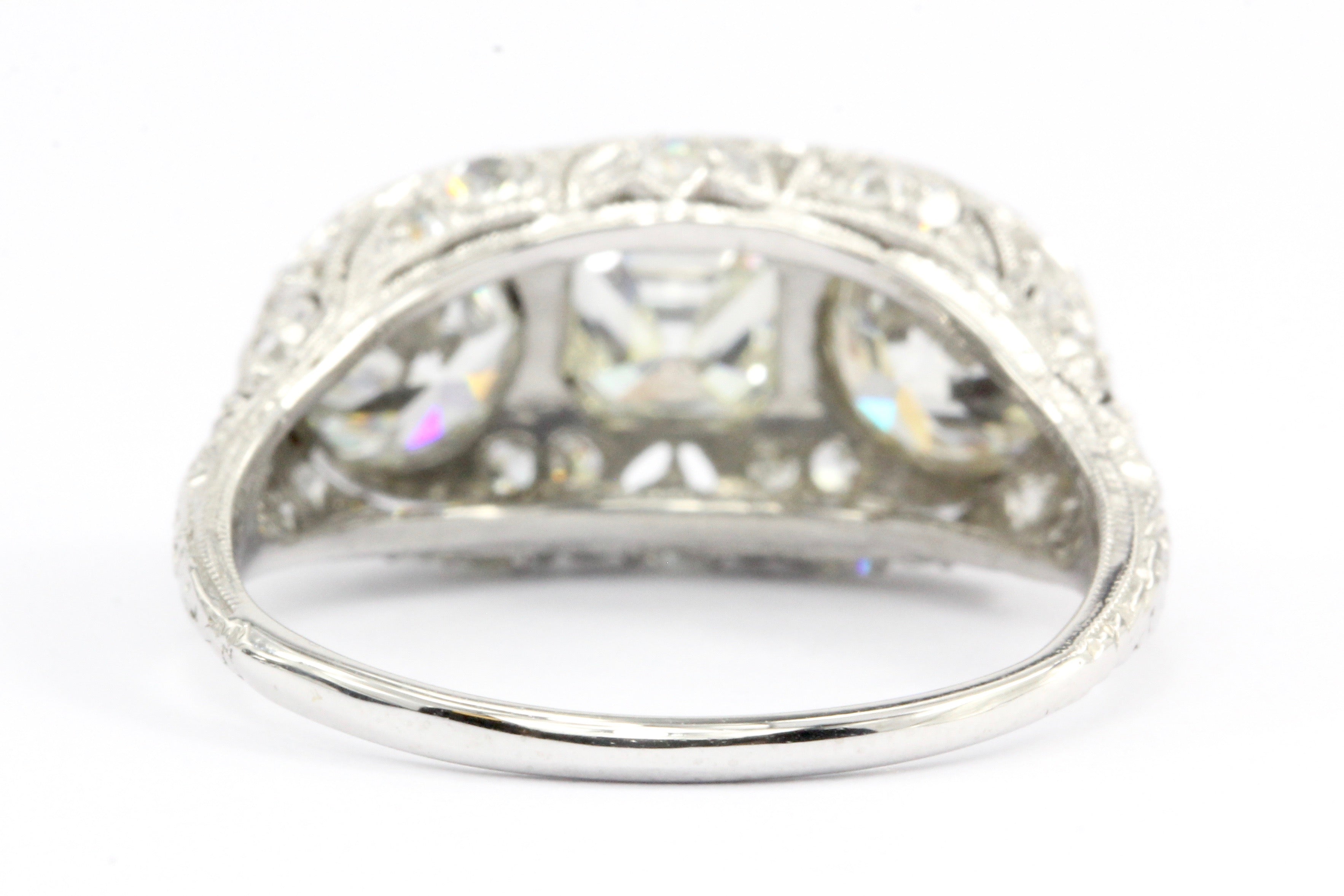 Art Deco Platinum 3 Stone Diamond Engagement Ring c.1930's - Queen May