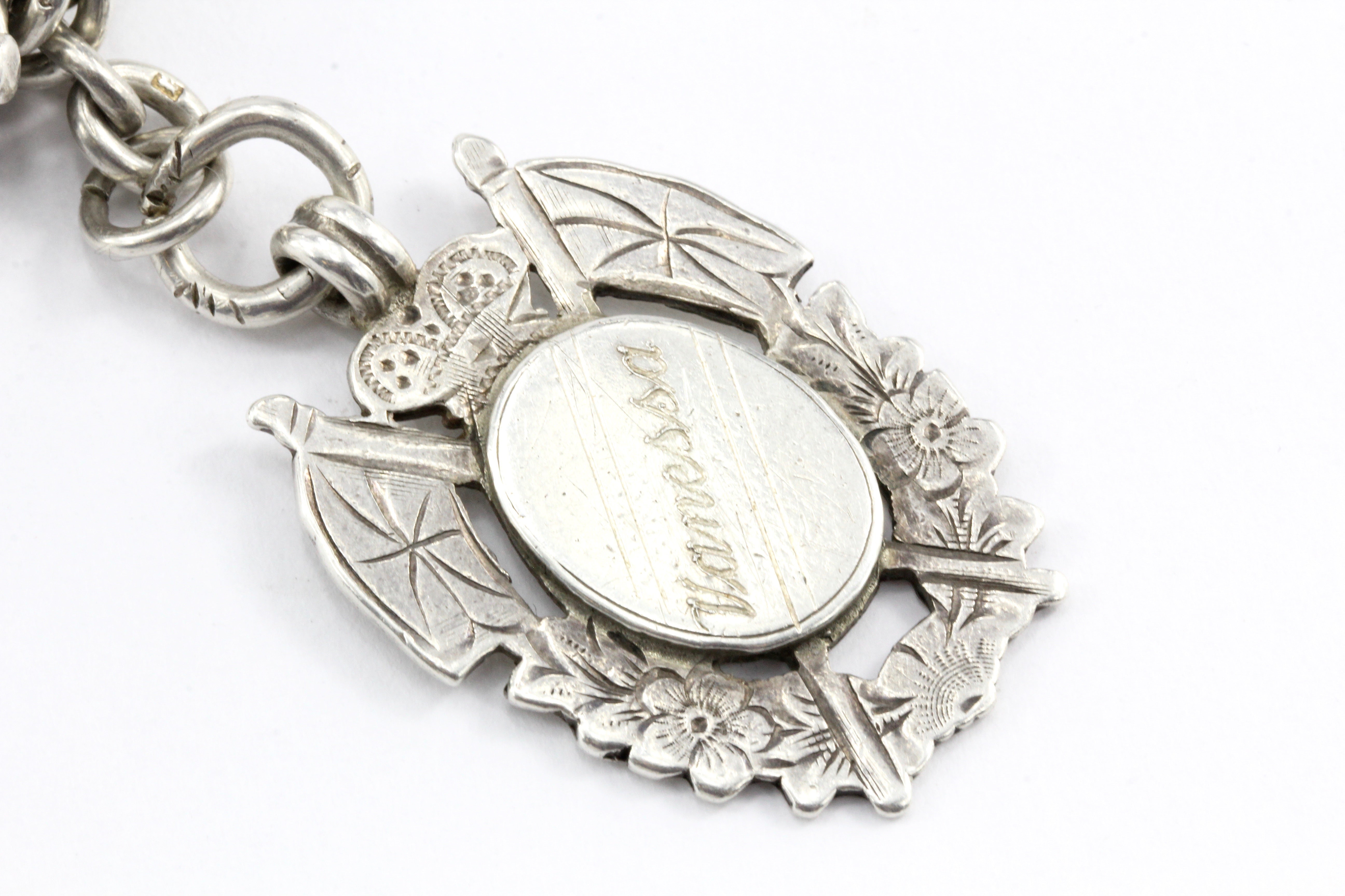 Edwardian Silver English Double Albert Watch Chain / Necklace c.1915 - Queen May