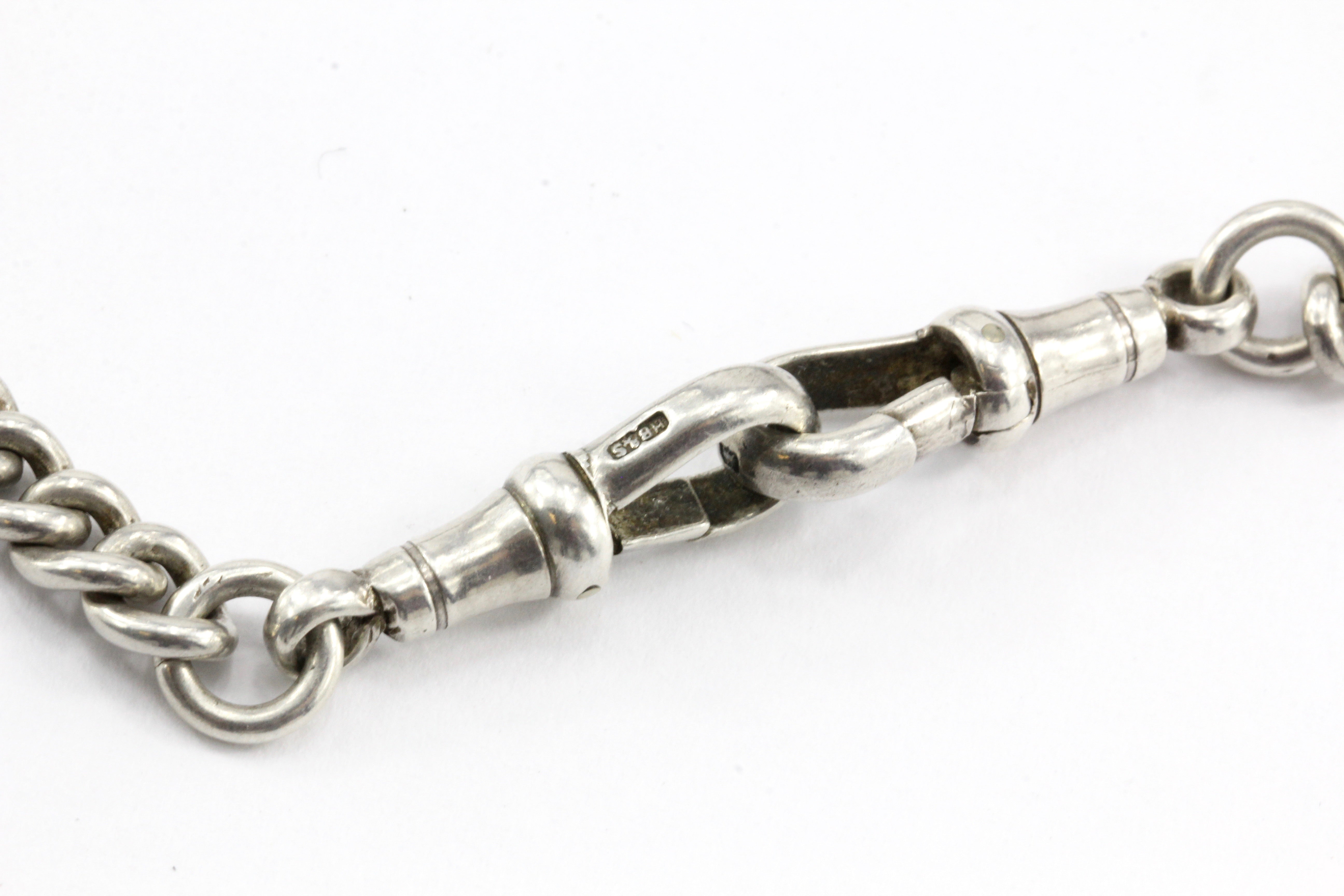 Edwardian Silver English Double Albert Watch Chain / Necklace c.1915 - Queen May