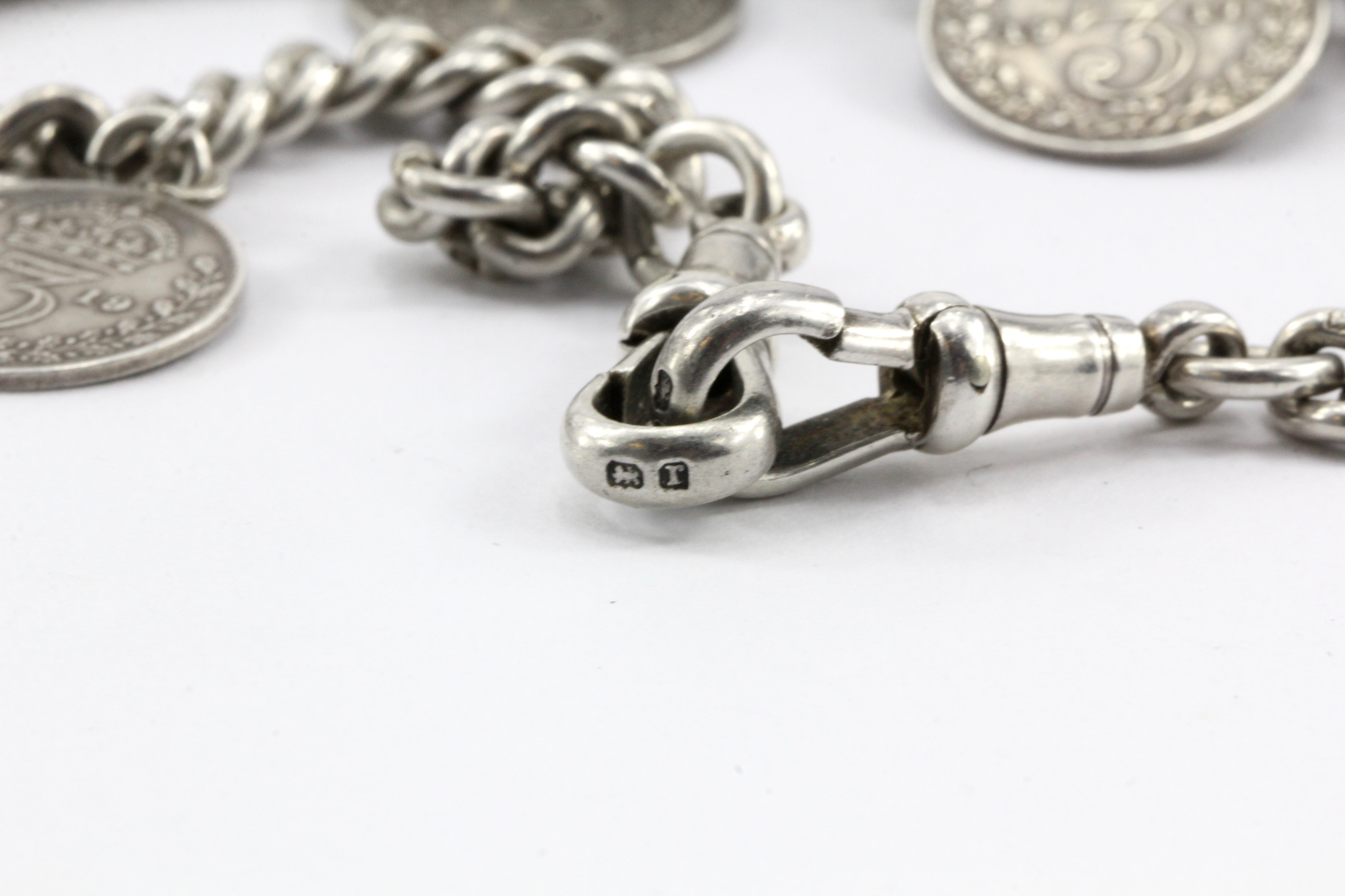 Edwardian Silver English Double Albert Watch Chain / Necklace c.1915 - Queen May