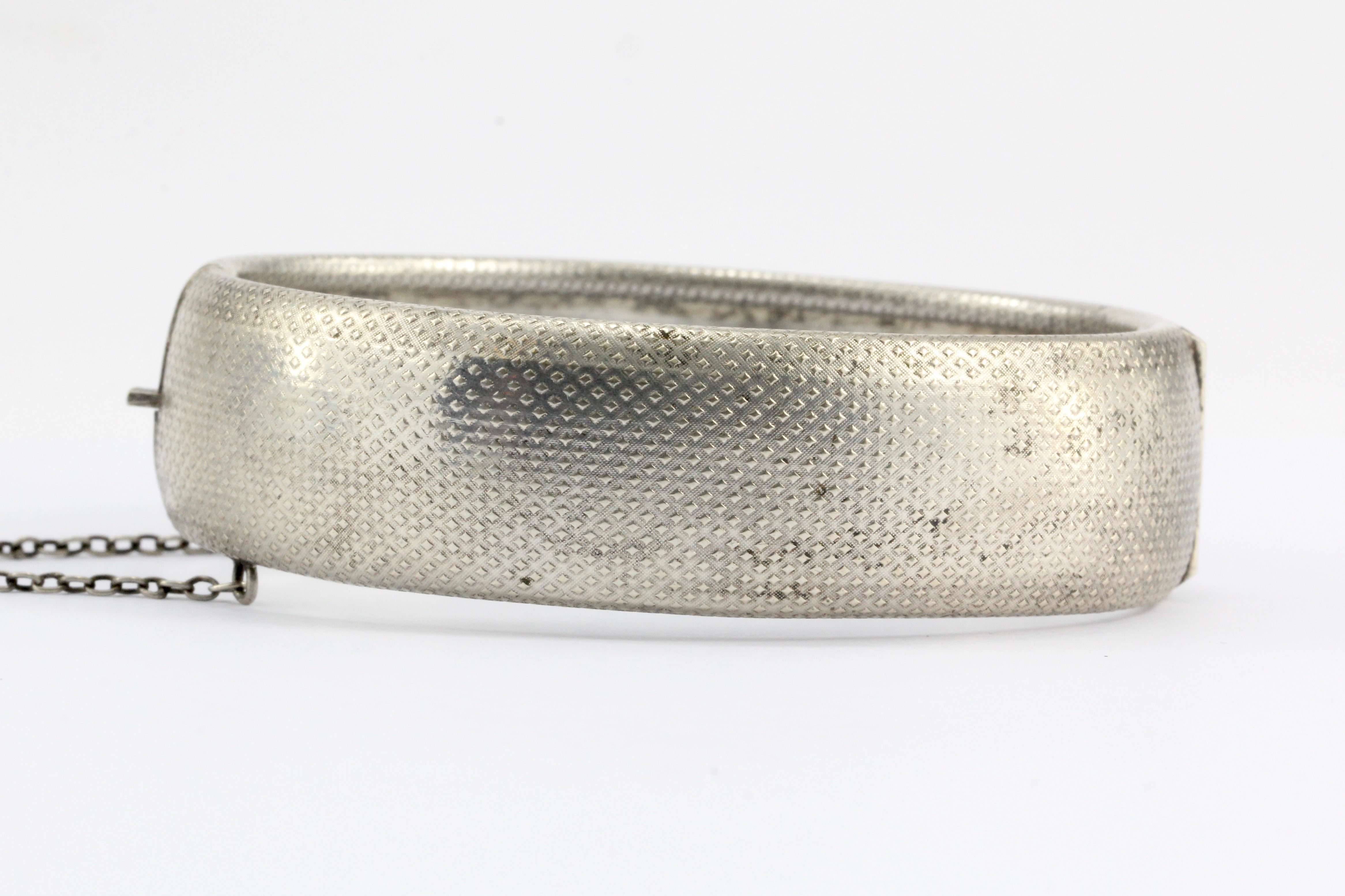 Victorian Mixed Metal 800 Silver & Rose Gold "Souvenir" Bangle Bracelet c.1870's - Queen May