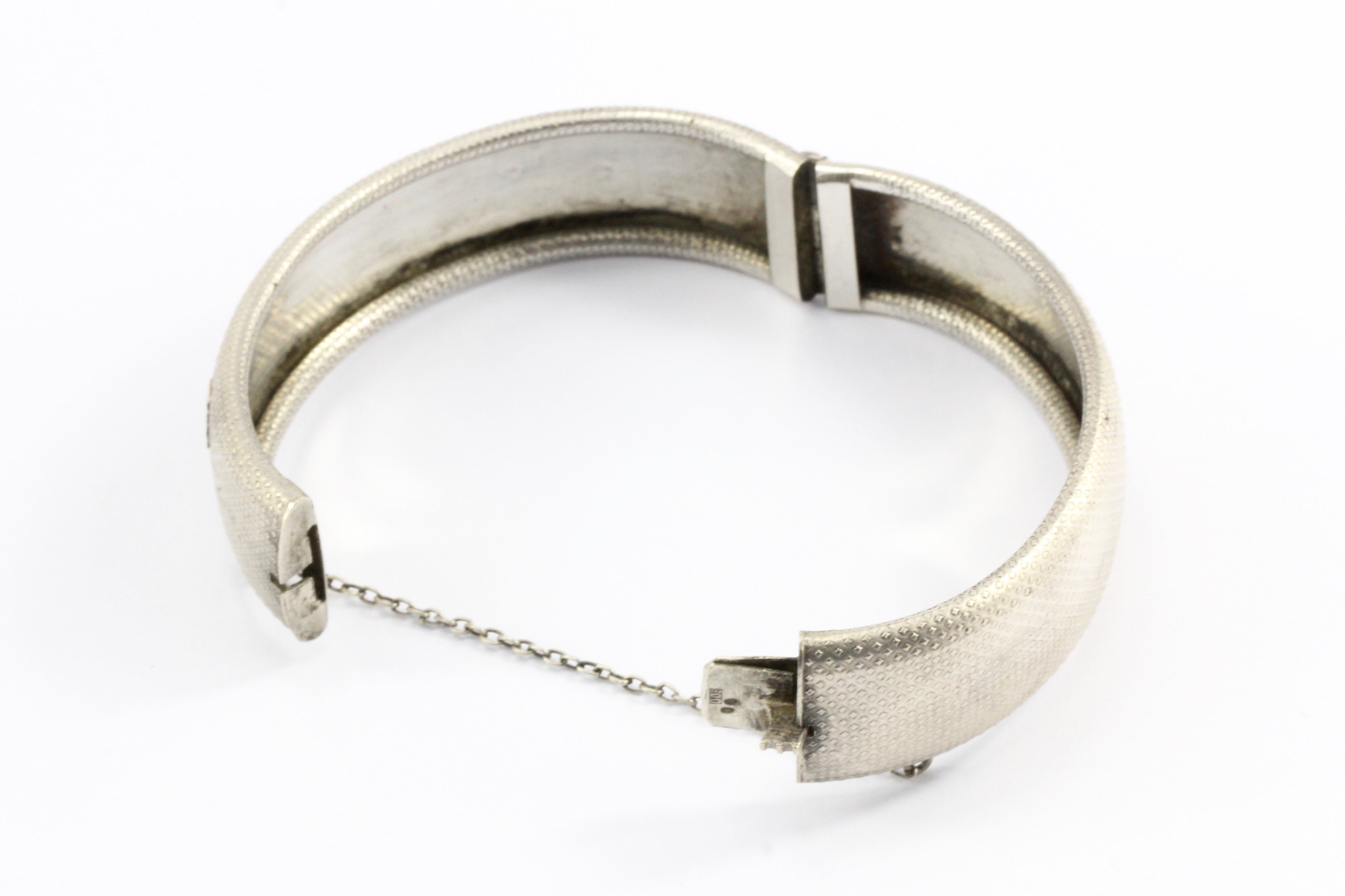 Victorian Mixed Metal 800 Silver & Rose Gold "Souvenir" Bangle Bracelet c.1870's - Queen May