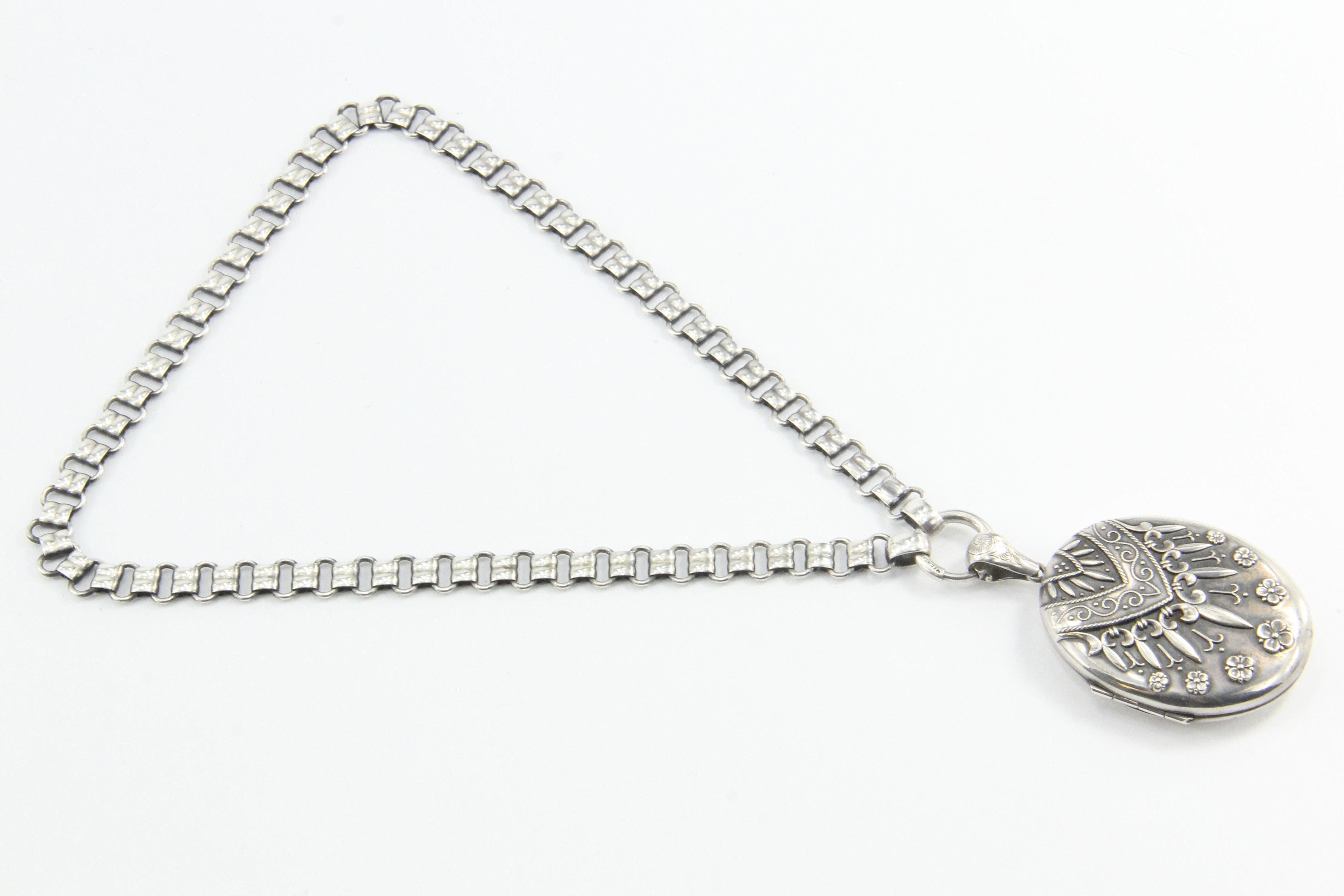 Victorian Sterling Silver Aesthetic Locket Pendant & Book Chain Necklace - Queen May