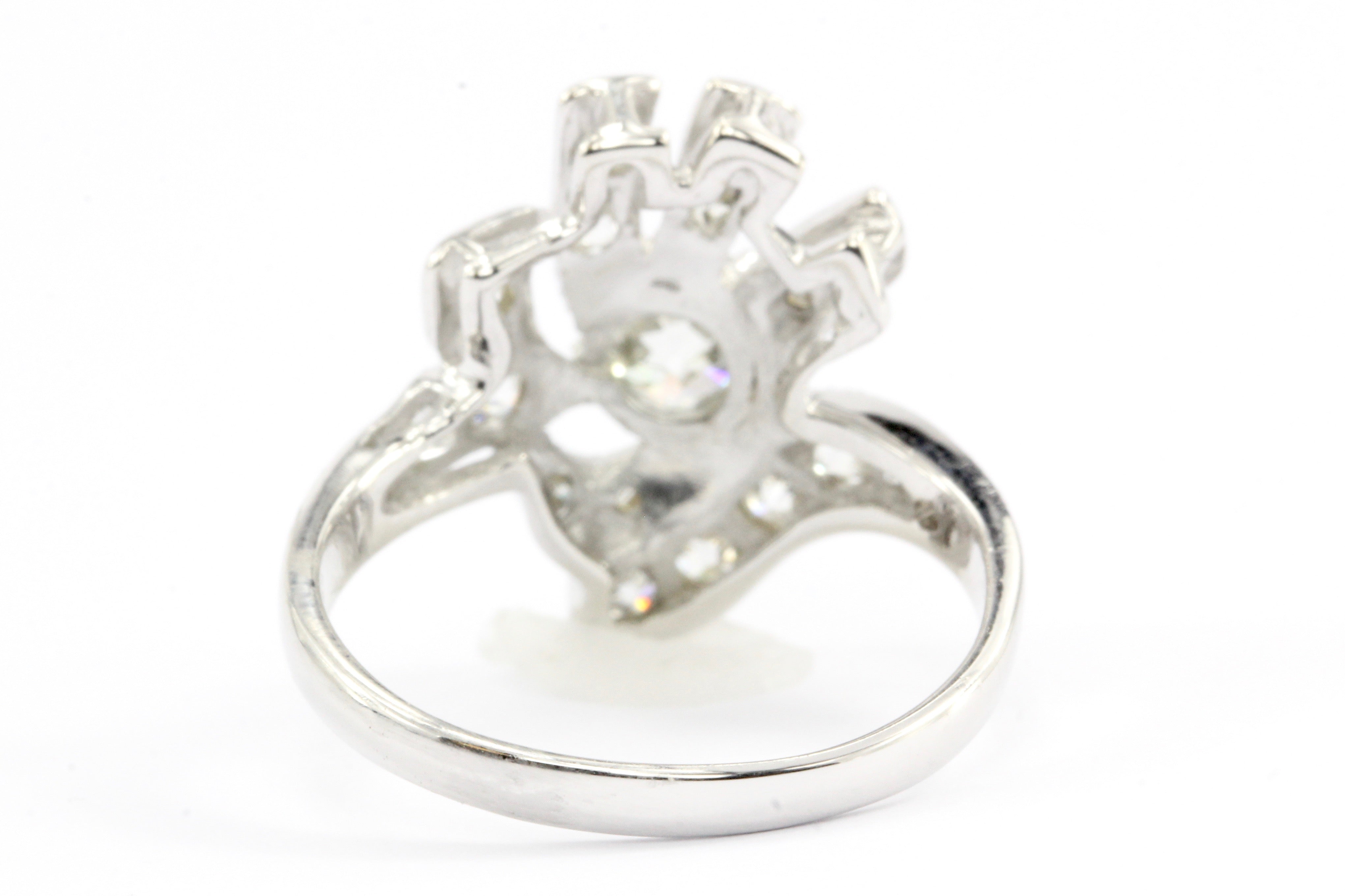 Art Deco 14K White Gold Old European Cut Diamond Ring c.1930's - Queen May