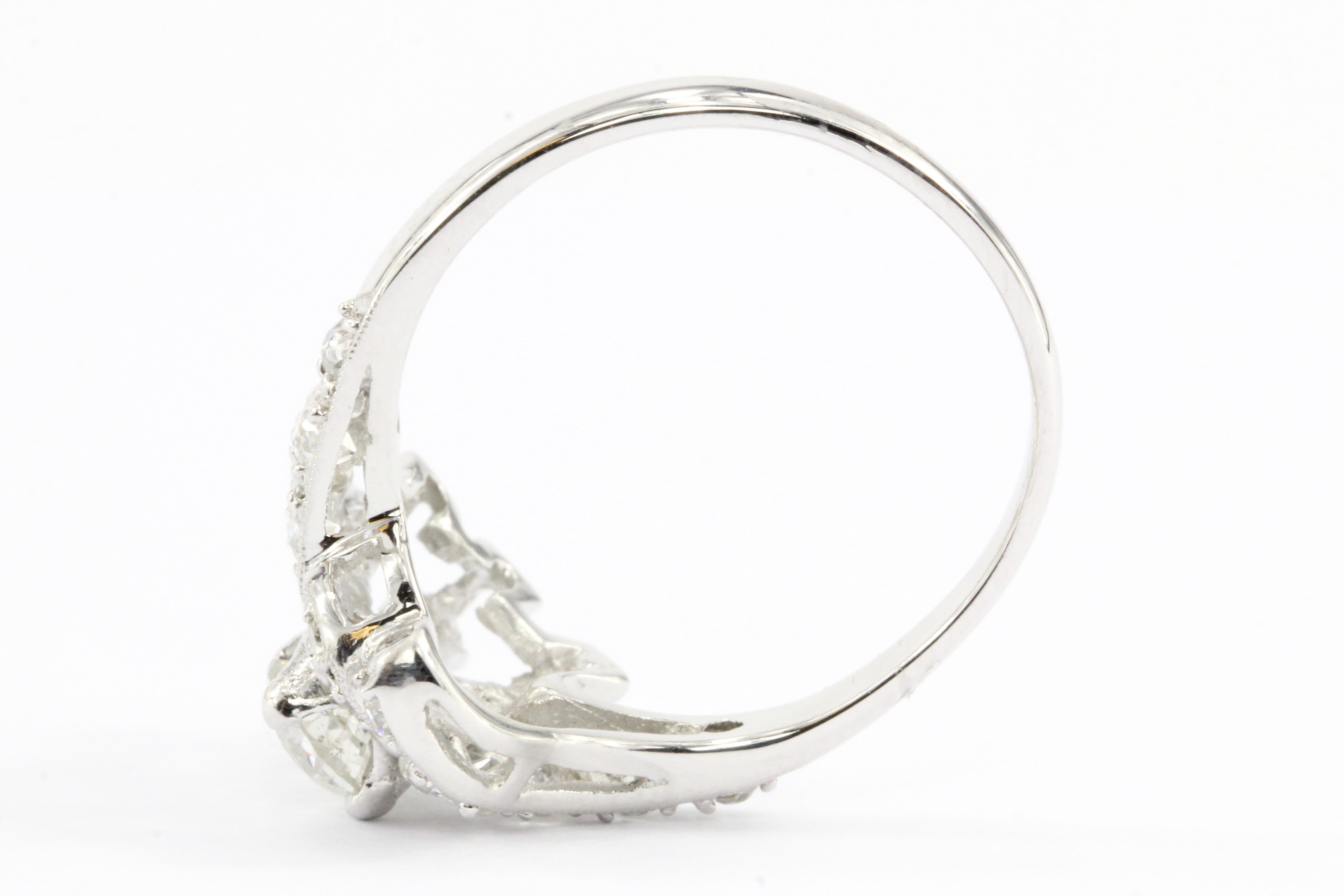 Art Deco 14K White Gold Old European Cut Diamond Ring c.1930's - Queen May