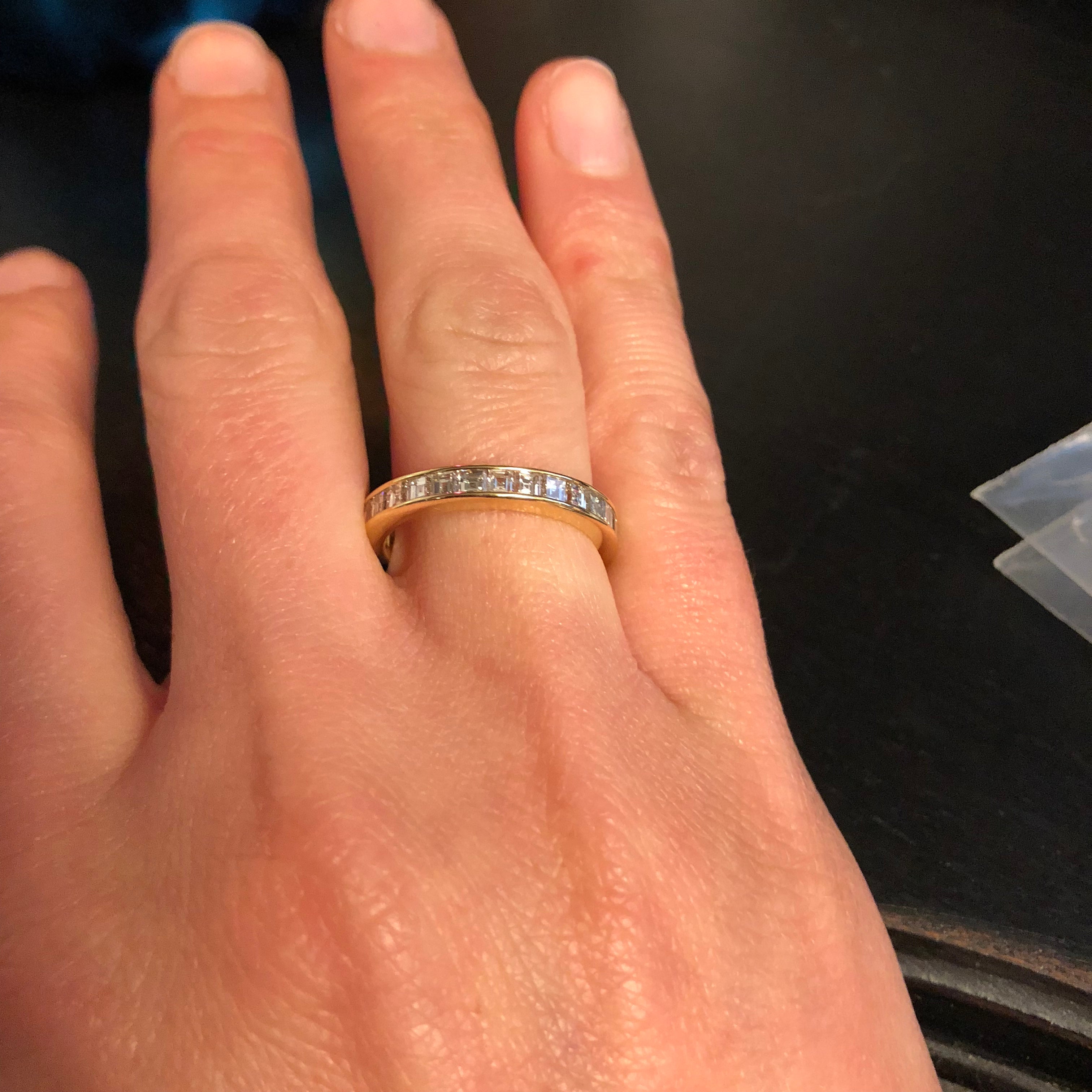 Tiffany 18K Yellow Gold Square Cut Eternity Band - Queen May