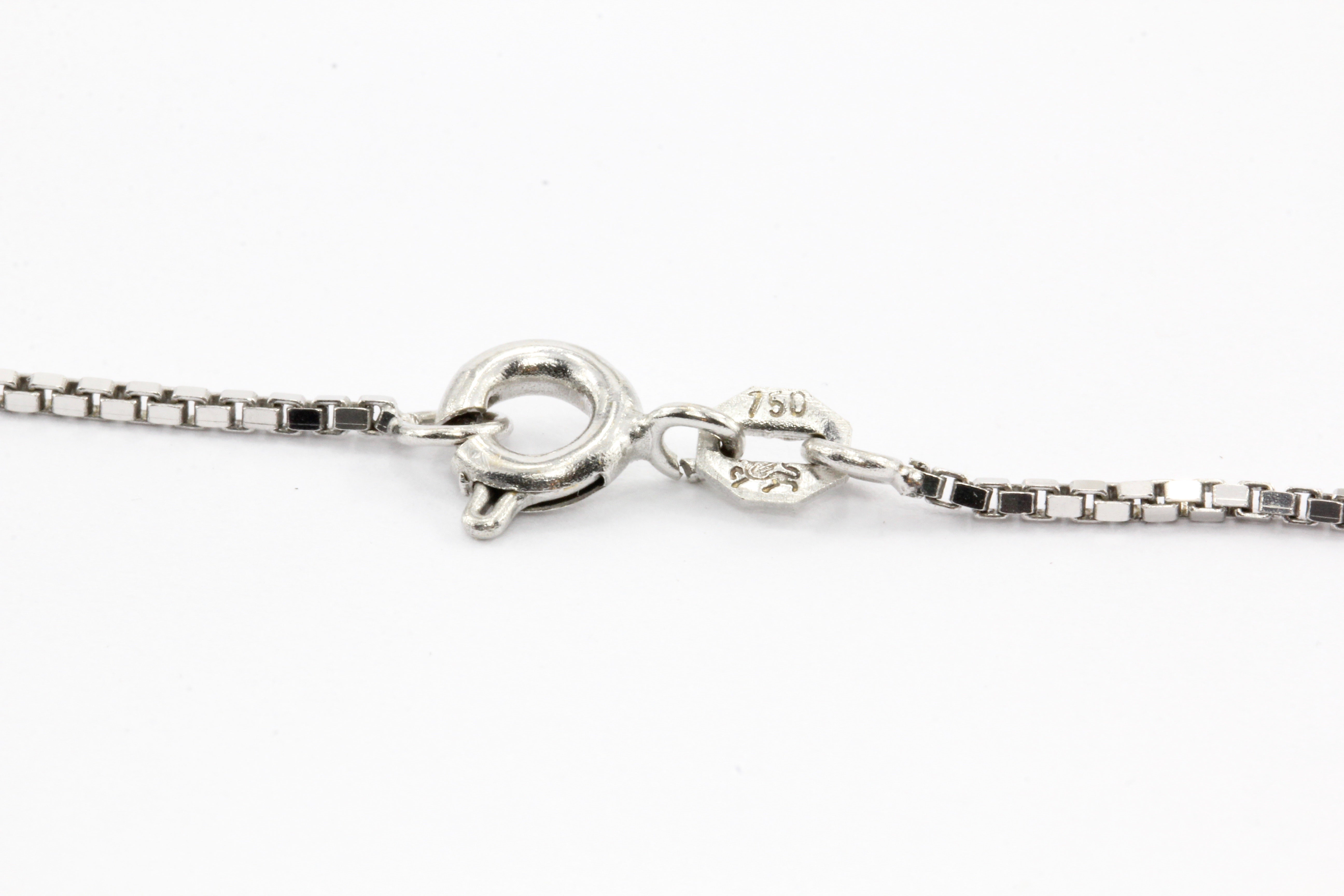 18K White Gold Diamond & Pearl Trefoil Drop Necklace - Queen May