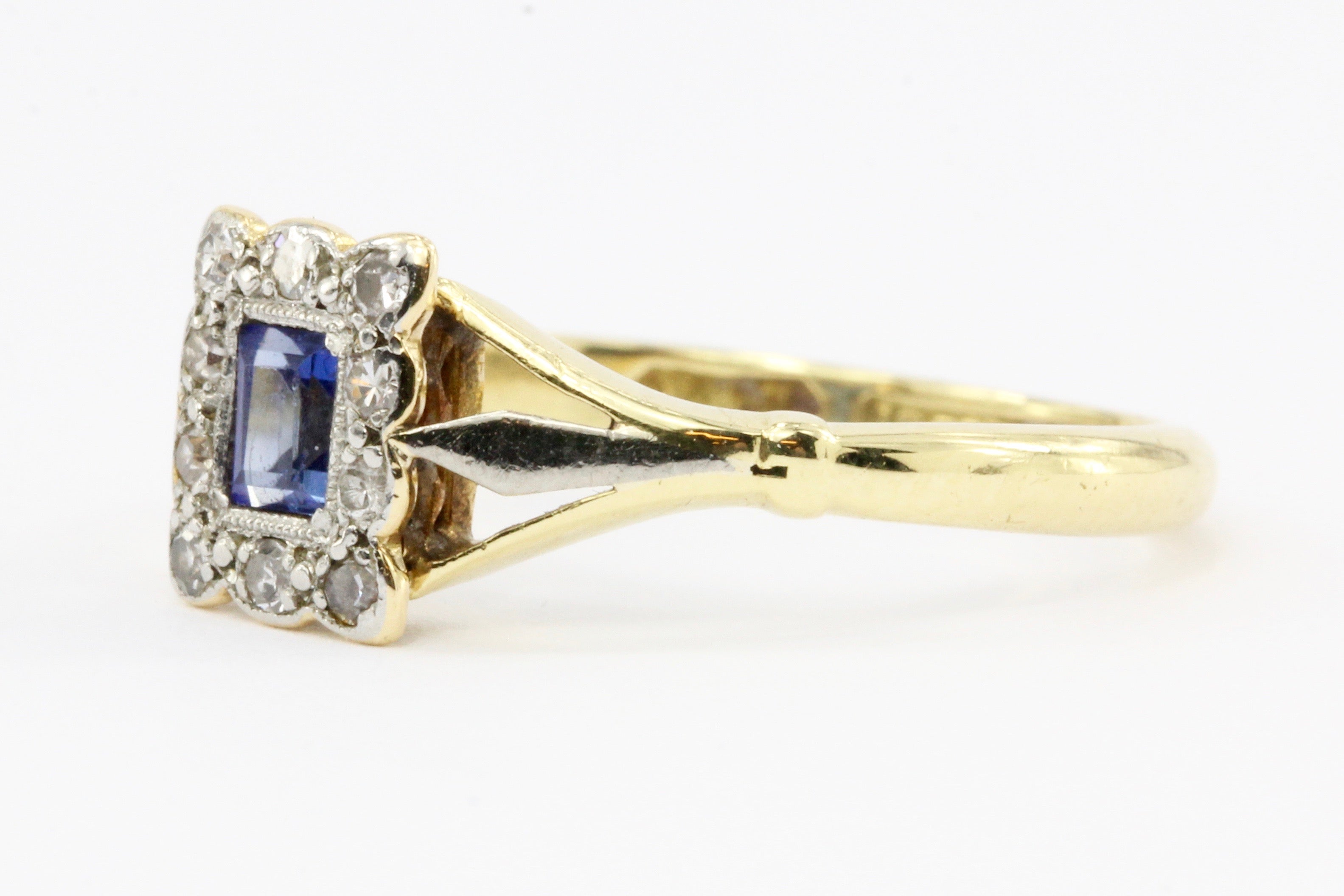 Edwardian 18K & Platinum Sapphire & Diamond Ring C. 1910 - Queen May
