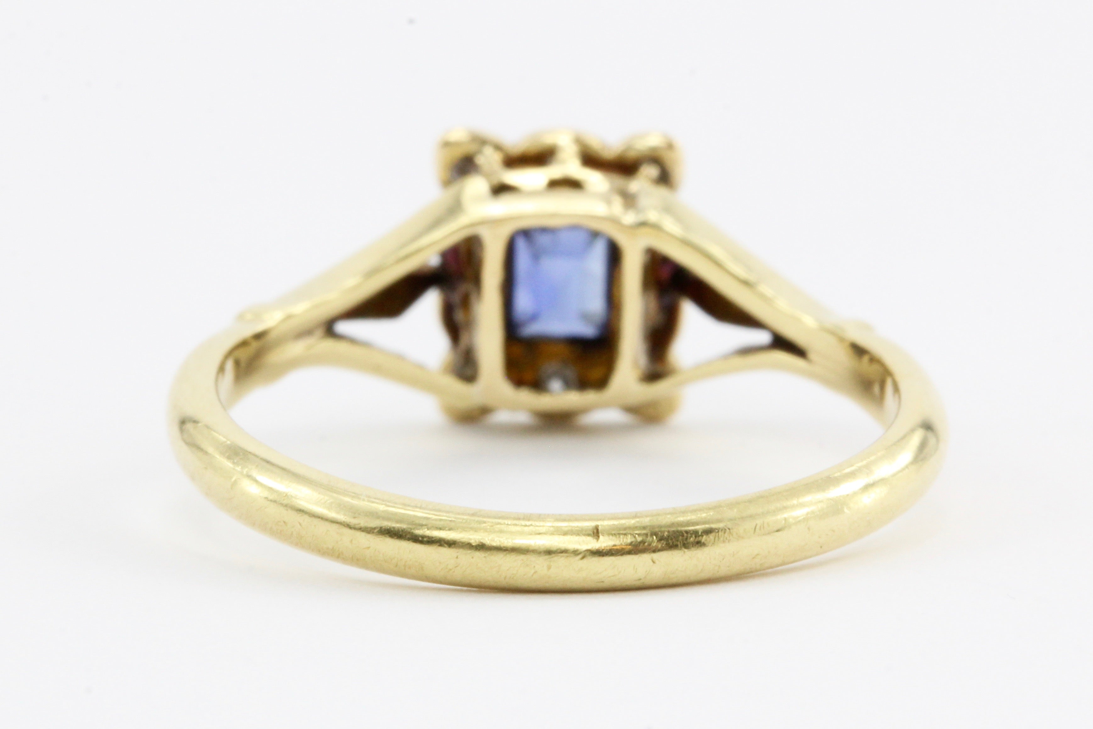 Edwardian 18K & Platinum Sapphire & Diamond Ring C. 1910 - Queen May