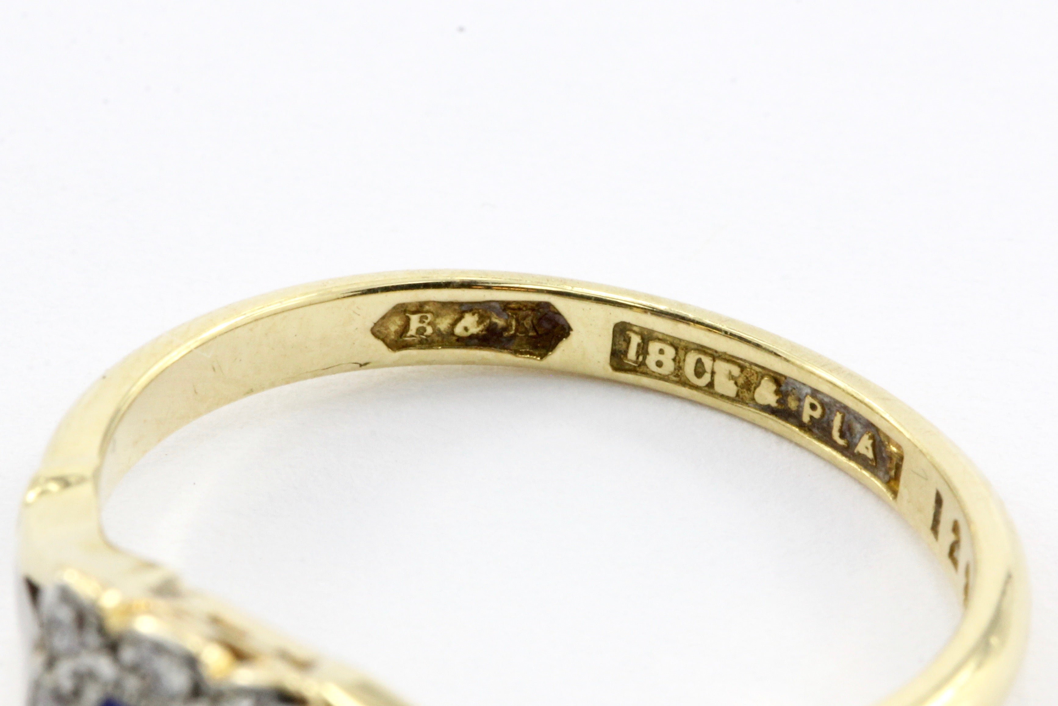 Edwardian 18K & Platinum Sapphire & Diamond Ring C. 1910 - Queen May
