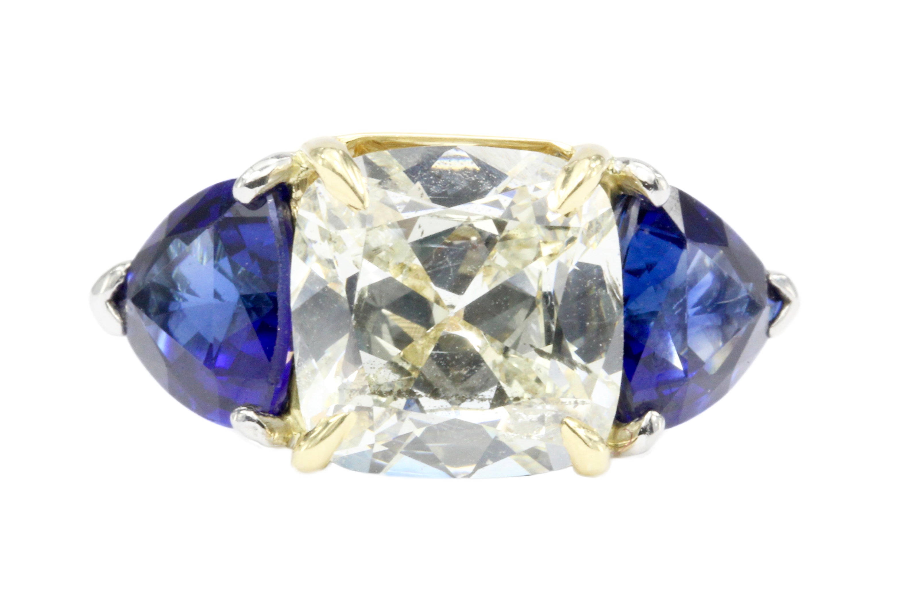 18K White Gold & Platinum 3.11 GIA M I1 1.5ct Natural Sapphire Ring - Queen May