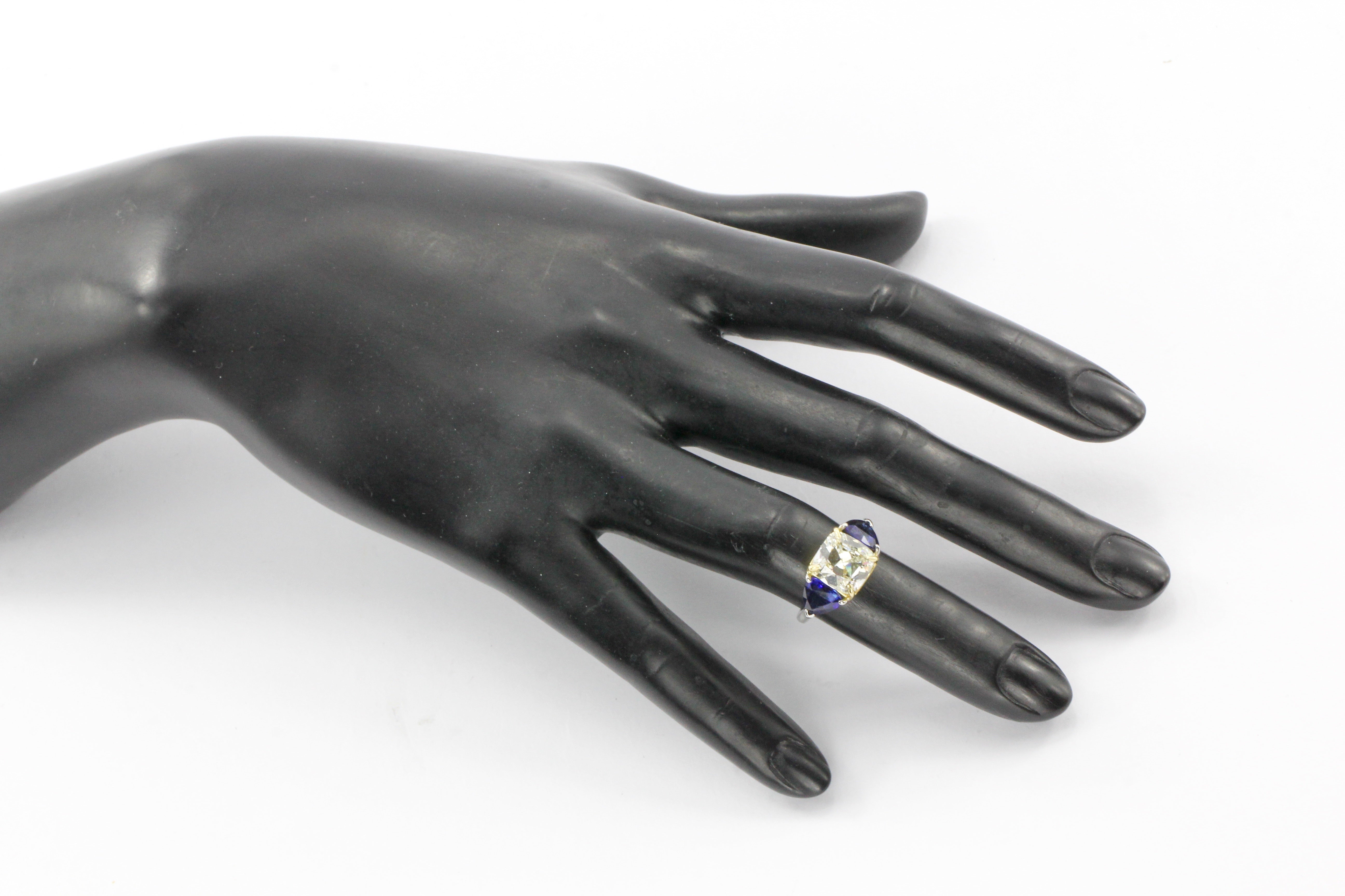 18K White Gold & Platinum 3.11 GIA M I1 1.5ct Natural Sapphire Ring - Queen May