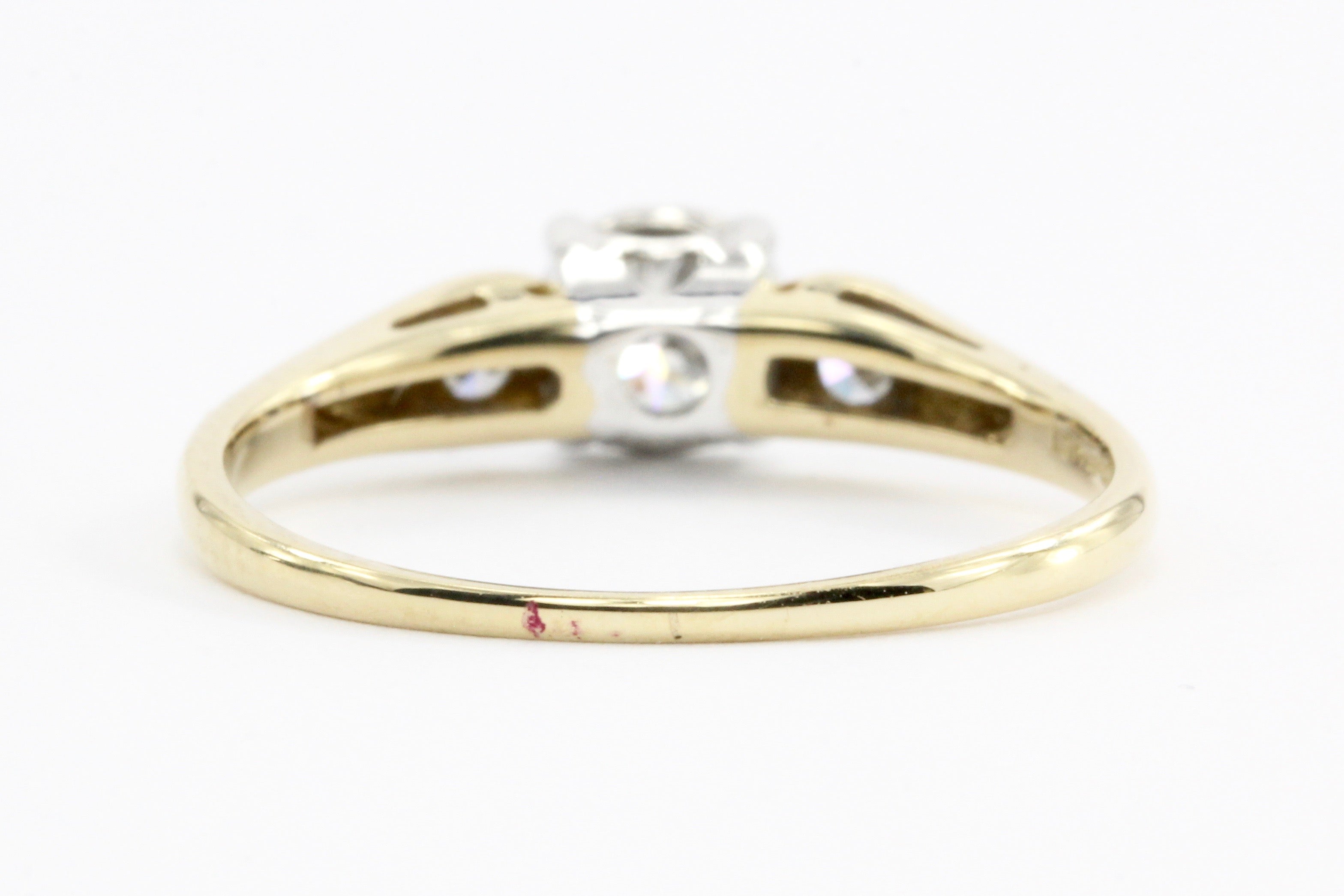 Retro 18K Gold 3 Stone Diamond Engagement by Jabel c.1950's - Queen May